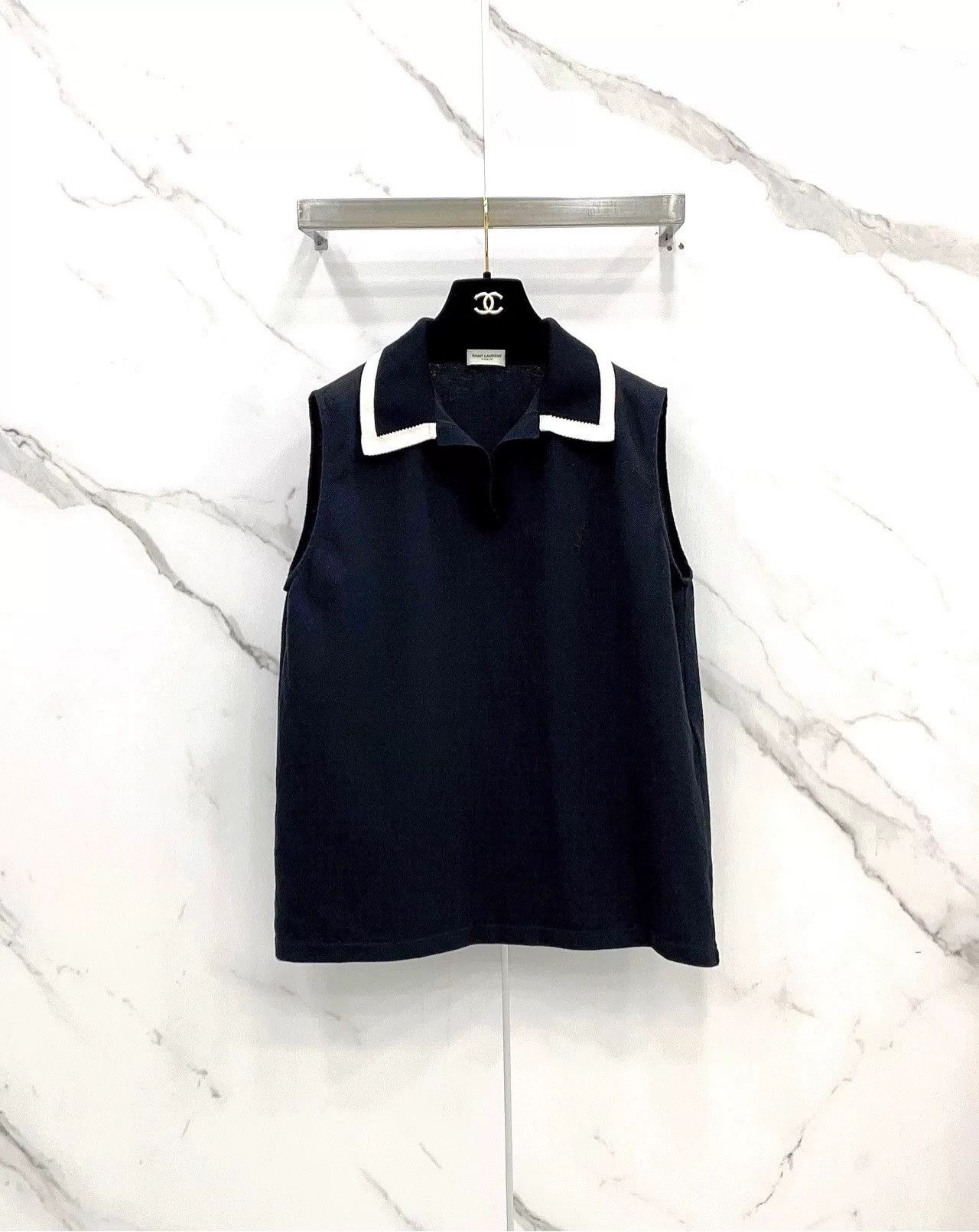 Saint Laurent Paris Saint Laurent YSL Black Sleeveless Polo Top Size M / US 6-8 / IT 42-44 - 1 Thumbnail