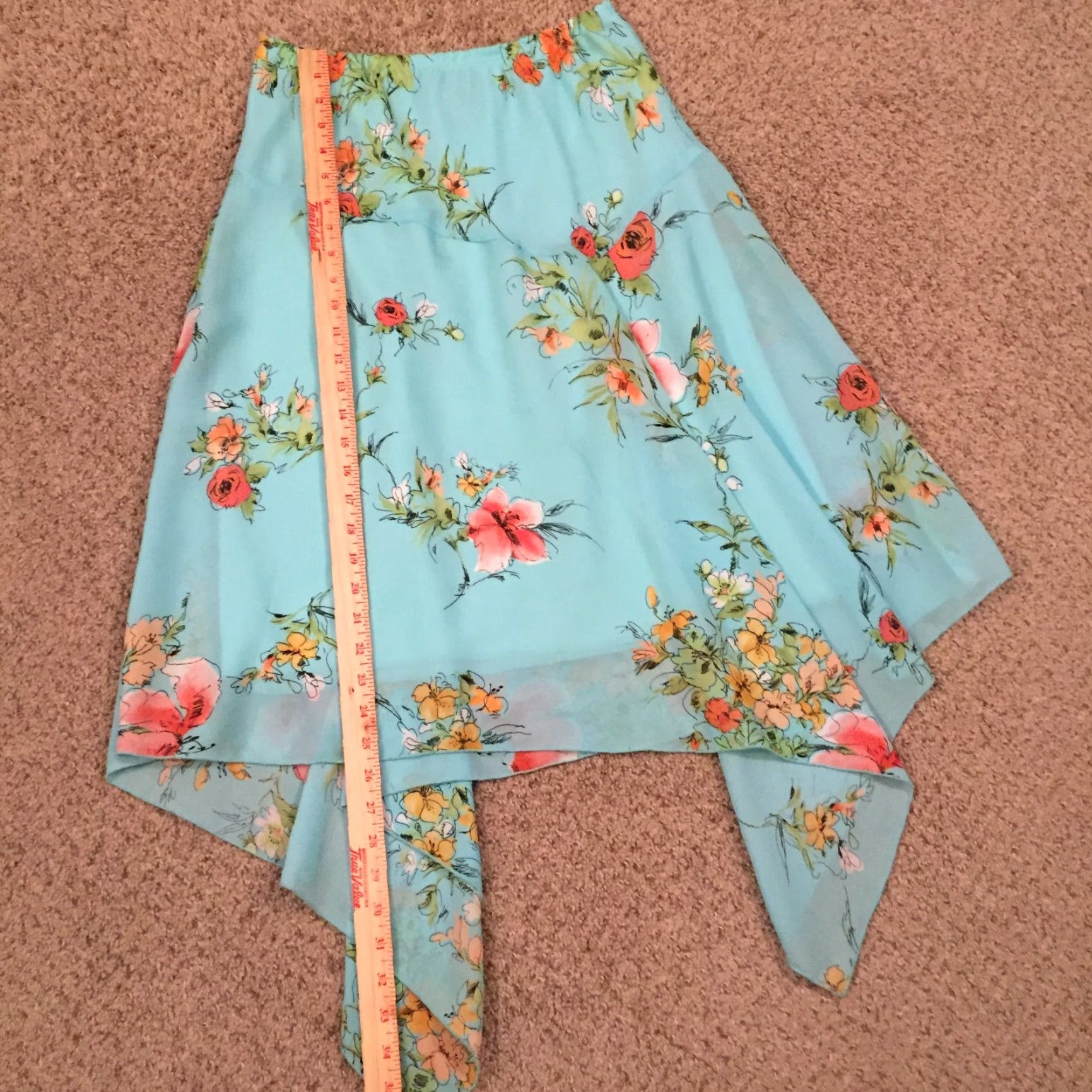 Vintage B. Moss Maxi Skirt Blue Floral Size 10 Lined Pull On Elastic Waist Womens Long Casual Size 32" / US 10 / IT 46 - 4 Thumbnail