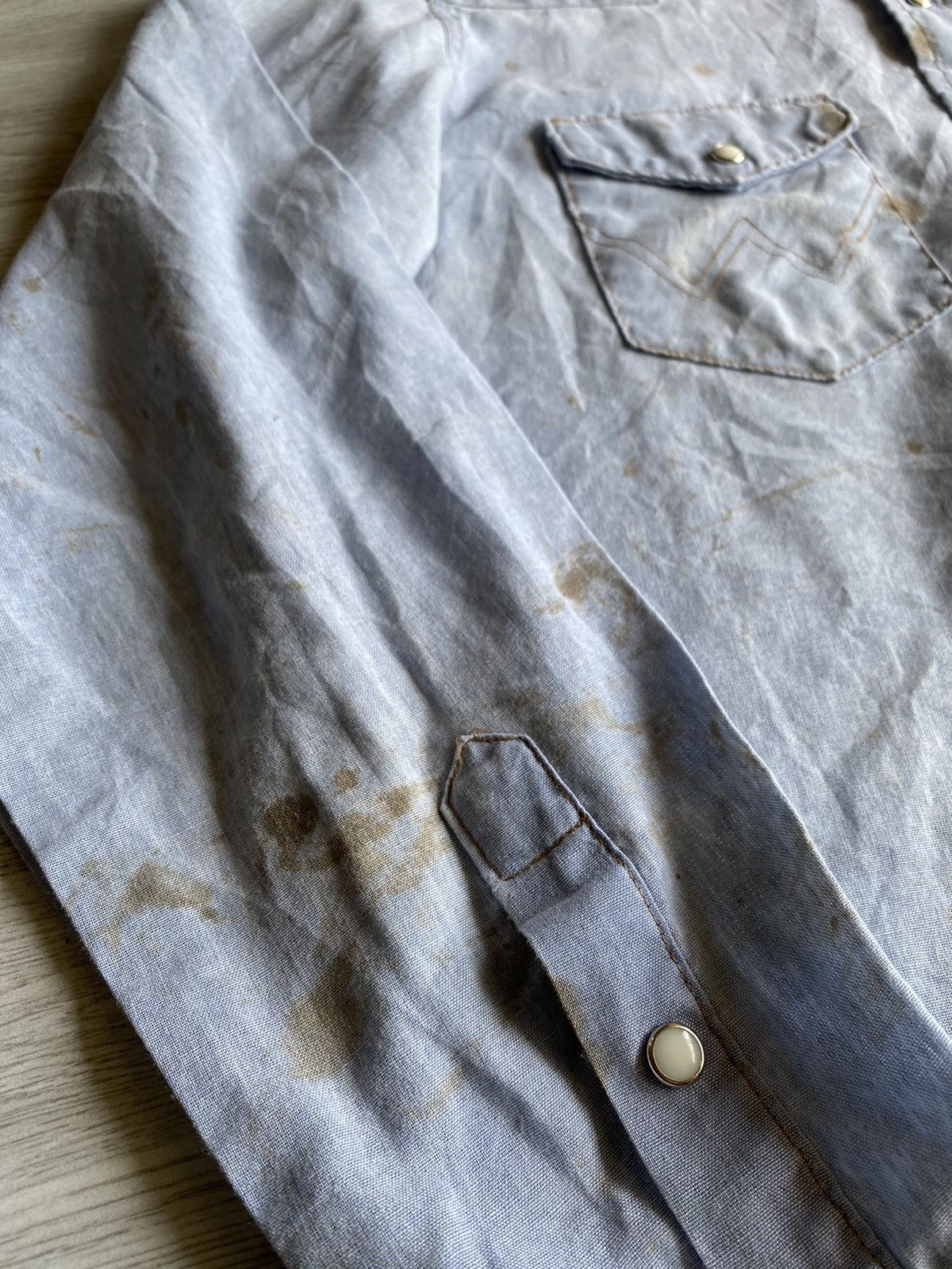 Vintage × Wrangler Vintage Wrangler Denim Shirt Snap Button Size US L / EU 52-54 / 3 - 8 Thumbnail