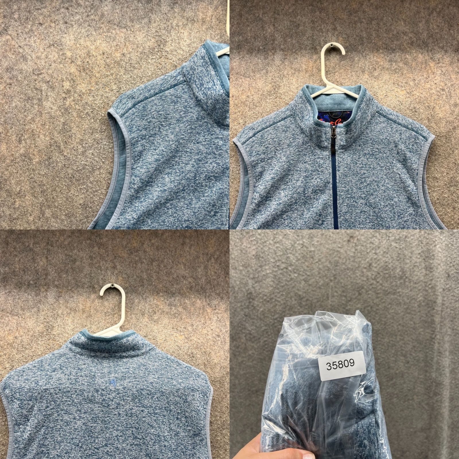 Robert Graham Robert Graham Vest Men Large Blue Full Zip Sleeveless Mock Neck Casual Sweater Layering Vest - Regular Fit - Blue - L - Men Size US L / EU 52-54 / 3 - 8 Thumbnail
