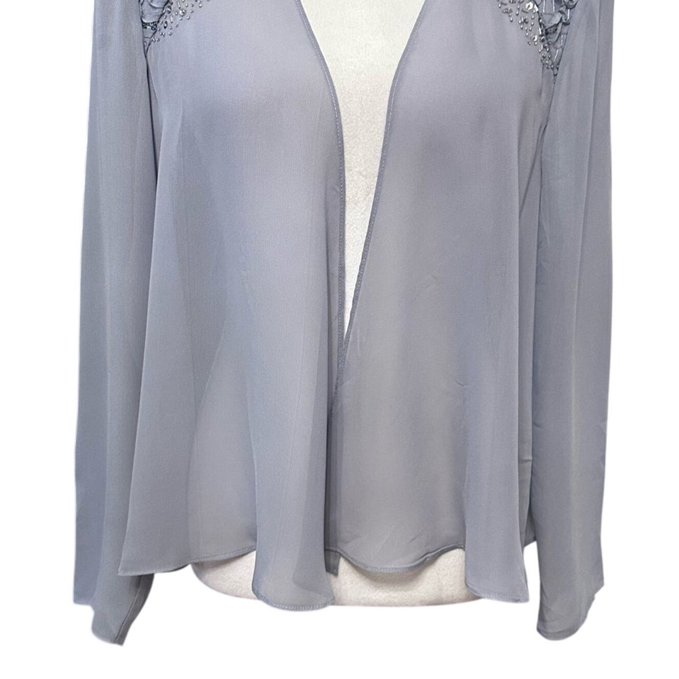 Other SLNY Jacket Waist-Length Open Front Sequin Beaded Blue 10 Size L / US 10 / IT 46 - 3 Thumbnail