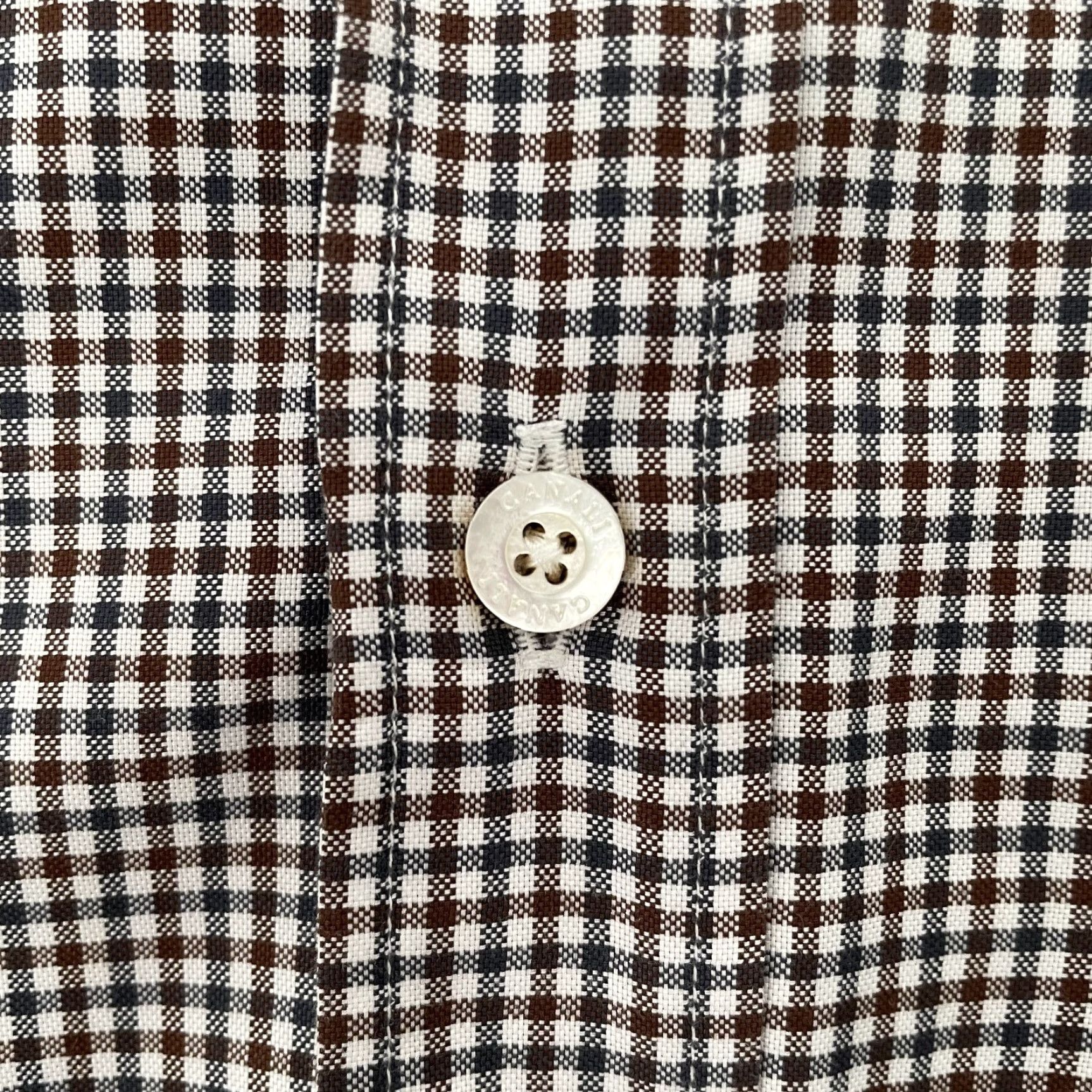Canali VINTAGE Canali Check Shirt Men's Large Long Sleeve Casual Business Italy Brown Black Cotton Size US L / EU 52-54 / 3 - 5 Thumbnail