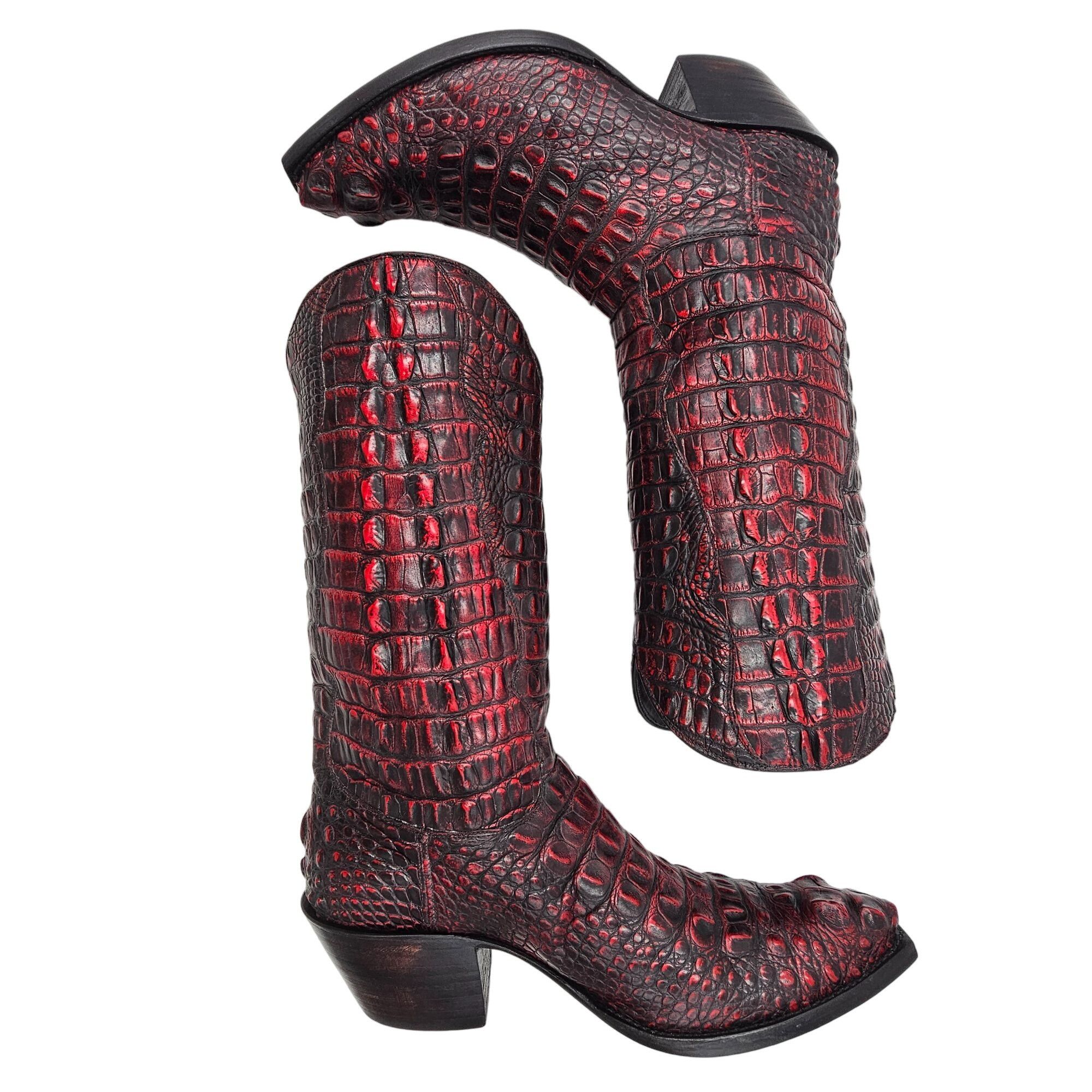 Other Tres Outlaws Black Cherry Hornback Alligator Men 11.5 Cowboy Size US 11.5 / EU 44-45 - 15 Thumbnail
