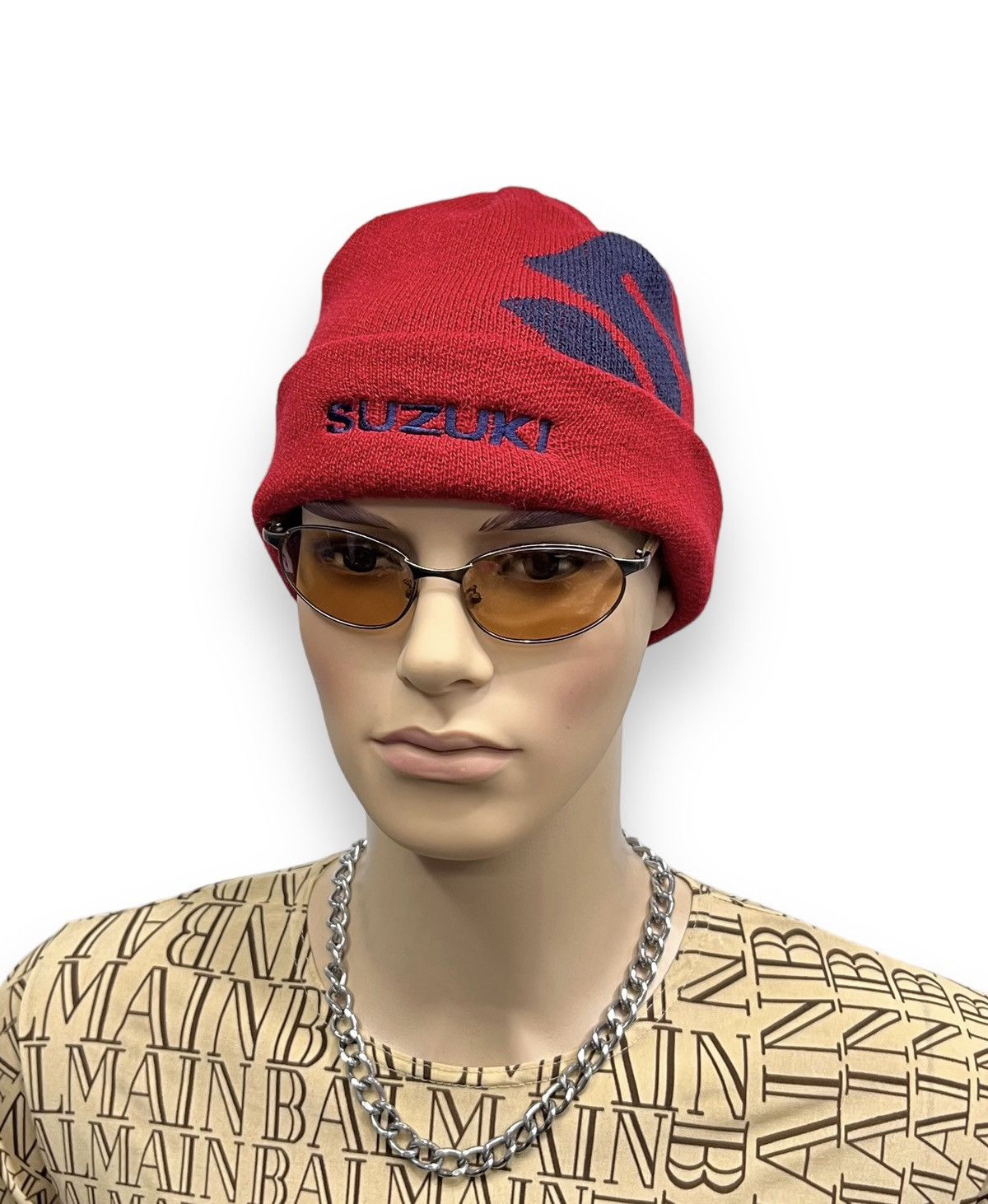 Japanese Brand 🔥Vintage SUZUKI JAPAN Embroidered Spell-Out Big Logo Beanie Size ONE SIZE - 2 Thumbnail