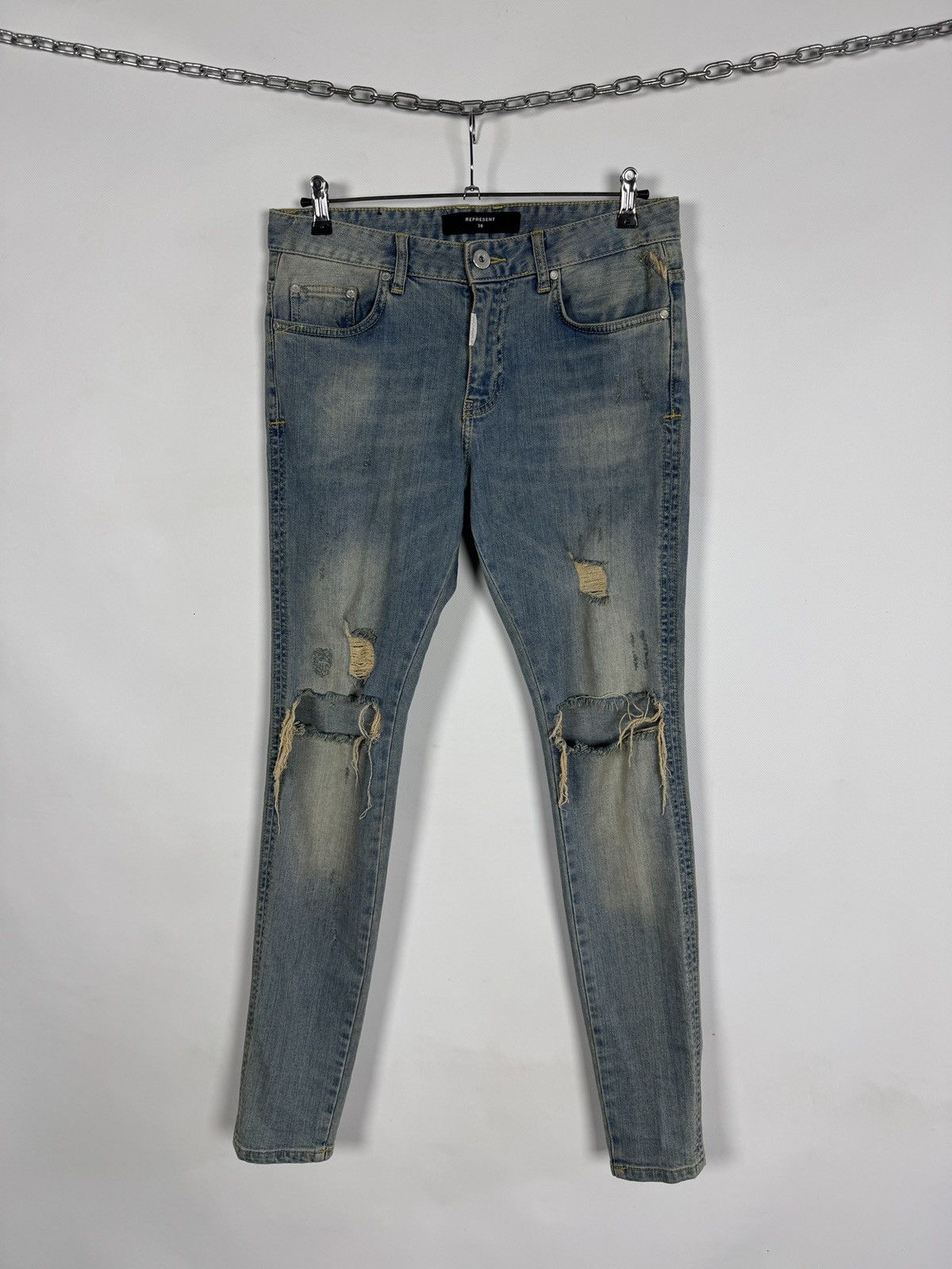 Represent Clo. Represent Destroyer Indigo Skinny Jeans Distressed Denim 30 Size US 30 / EU 46 - 1 Thumbnail