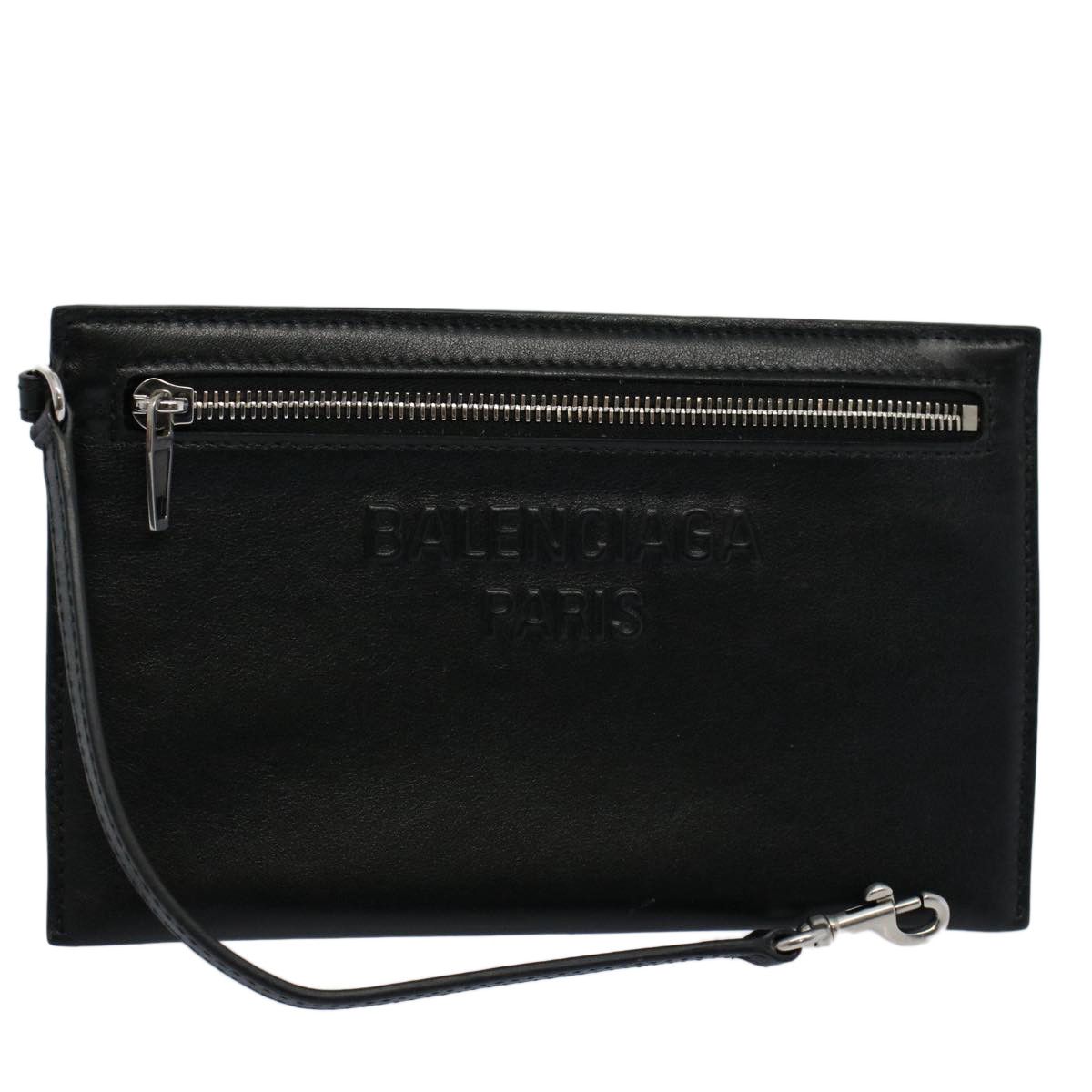 image of Balenciaga Pouch Leather Black Auth Ep2473, Women's
