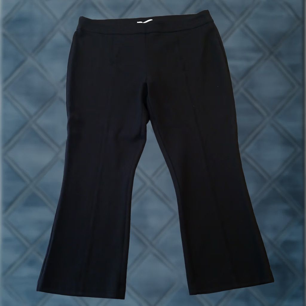 Vintage Zac & Rachel Cropped Pants Womens XL Black Flare Pull On Stretch 38x25.5 Size 40" / US 18 - 1 Thumbnail