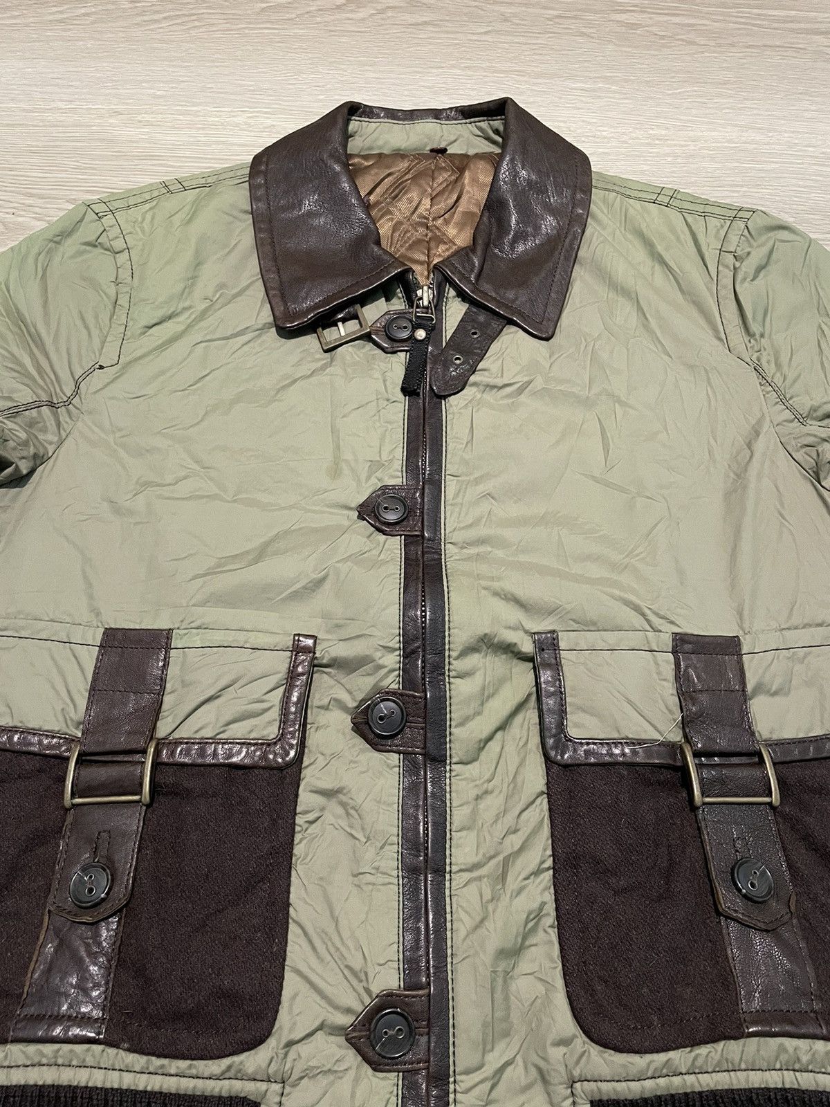 Japanese Brand × Panicale × Vintage panicale italy vintage MA-1 bomber Jacket mix leather Size US L / EU 52-54 / 3 - 7 Thumbnail