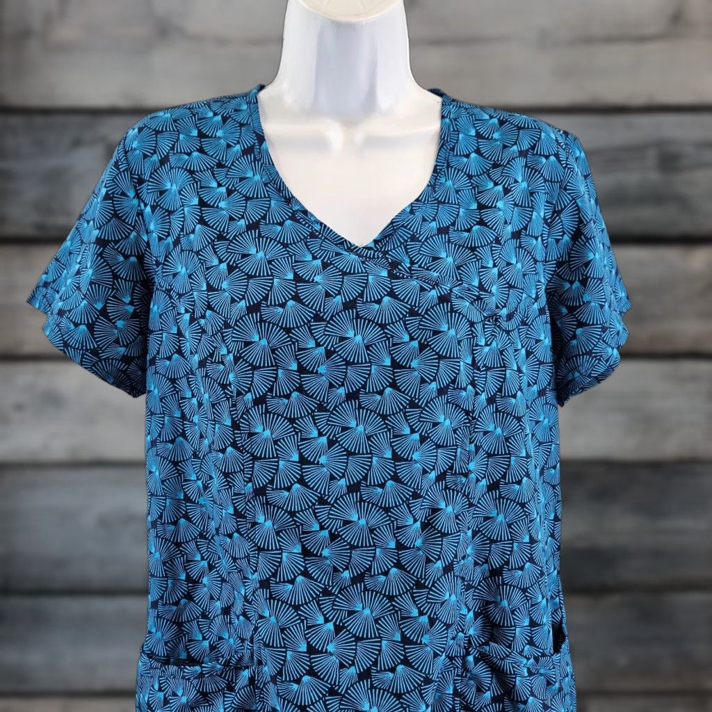 Buttero Butter-Soft Advantage Scrub Top Womens Medium Blue V-Neck Short Sleeve Size M / US 6-8 / IT 42-44 - 1 Thumbnail