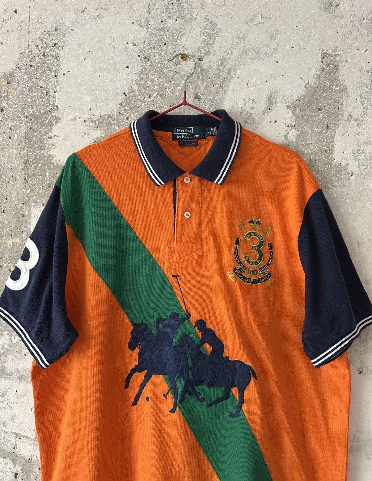 90S Vintage Polo Ralph Lauren Big Pony Logo Orange T-Shirt