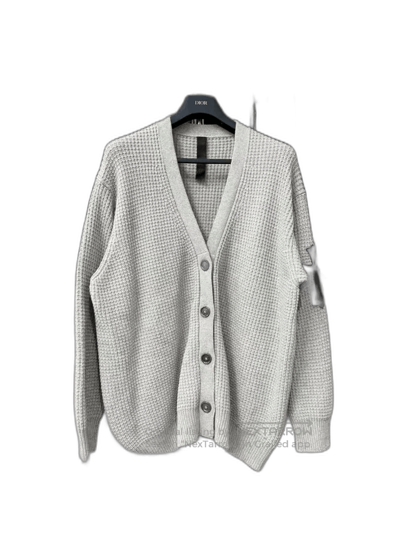 Chrome Hearts Gray Knitted Cardigan Sweater.