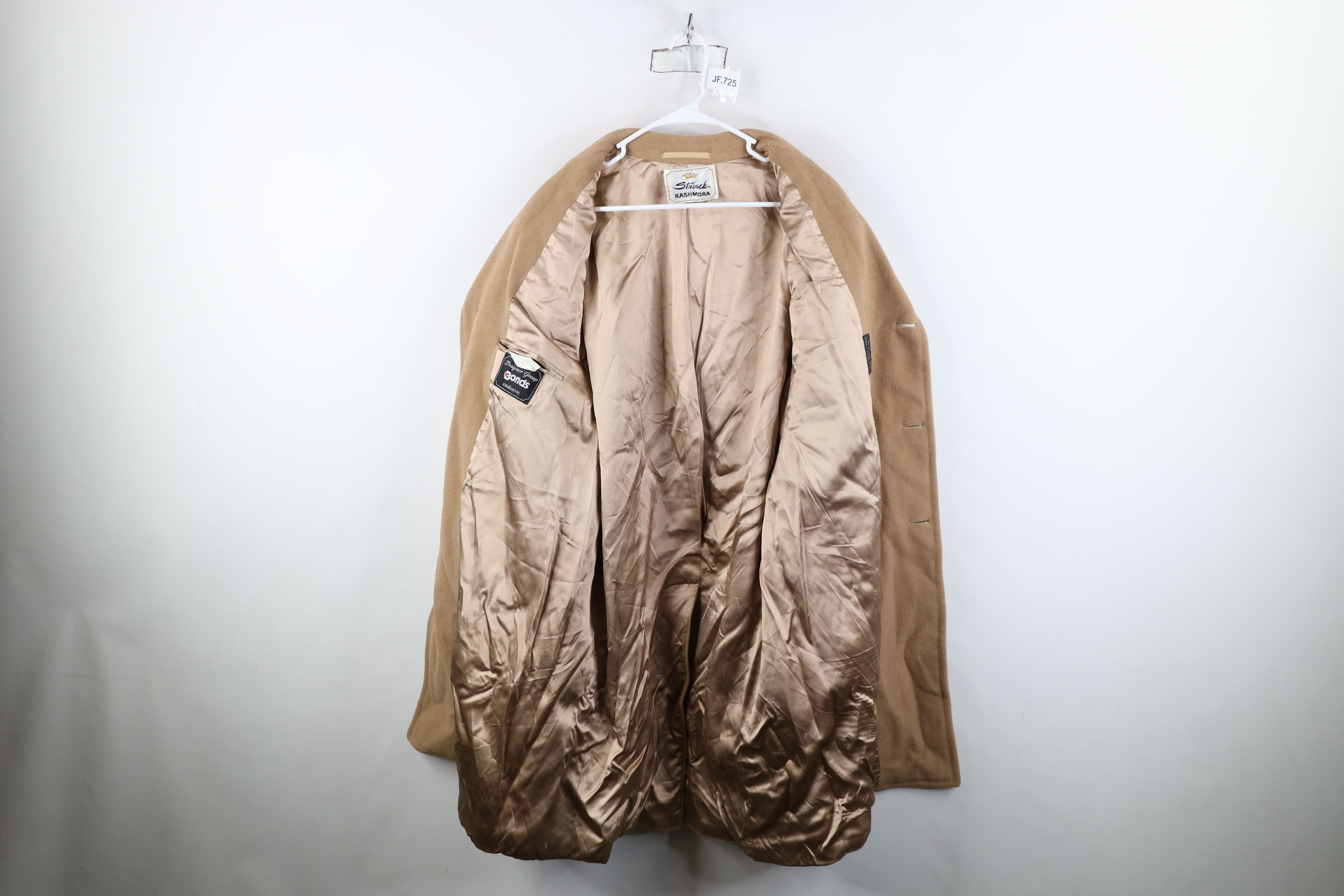 Vintage Vintage 90s Cashmere Blend Overcoat Car Jacket Beige Tan USA Size US XL / EU 56 / 4 - 10 Thumbnail