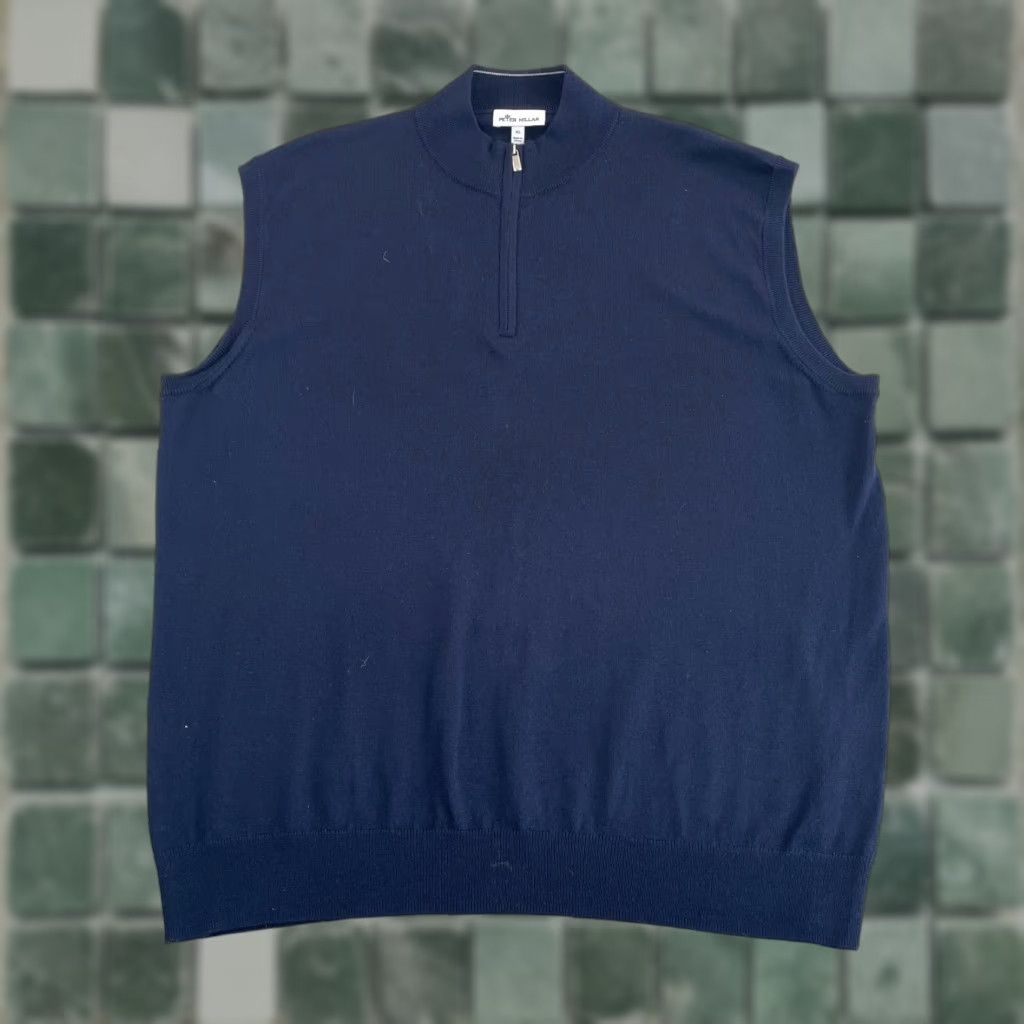Peter Millar Peter Millar Crown Crafted Autumn Crest Quarter-Zip Vest Men XL Navy Merino Wool Size US XL / EU 56 / 4 - 1 Thumbnail