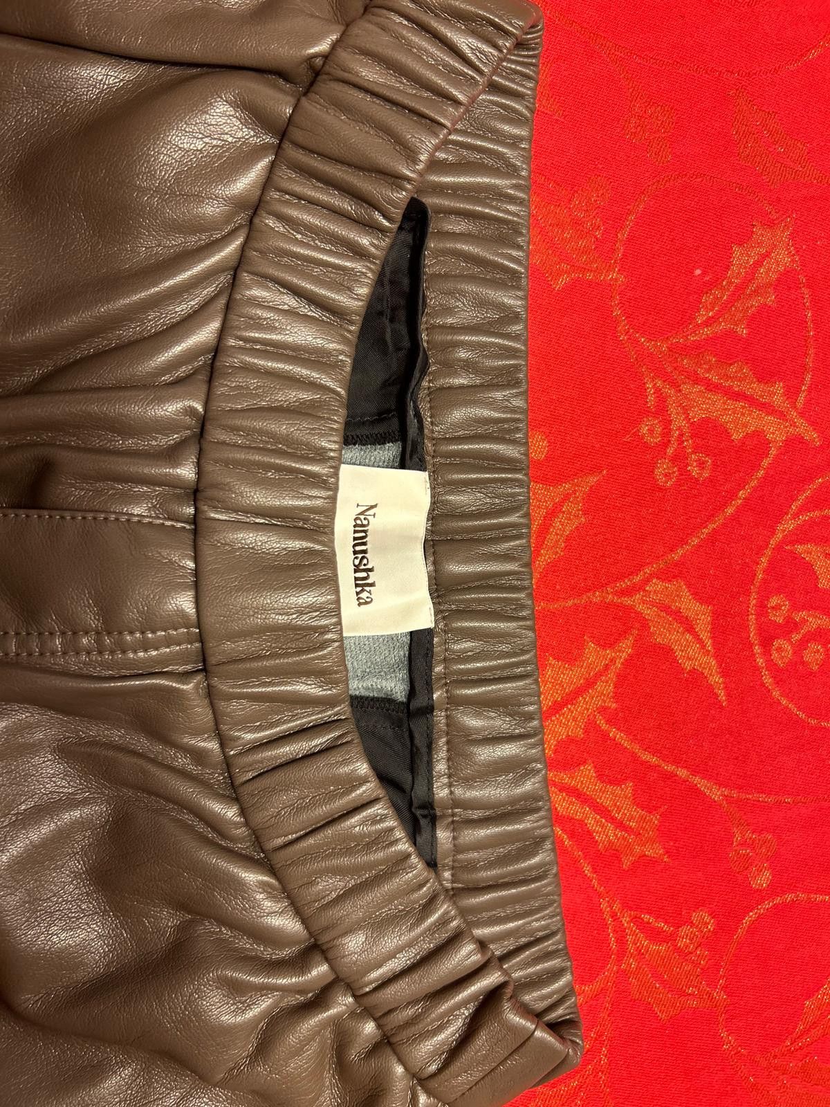 Nanushka Nanushka Brown Faux Leather Regular Fit Trousers Size US 32 / EU 48 - 3 Thumbnail