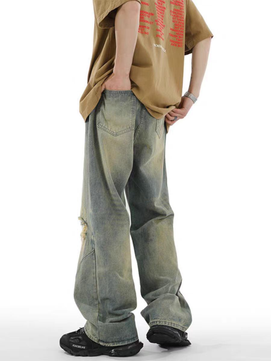 Japanese Brand Washed street knee ripped vintage baggy jeans Size US 34 / EU 50 - 2 Thumbnail