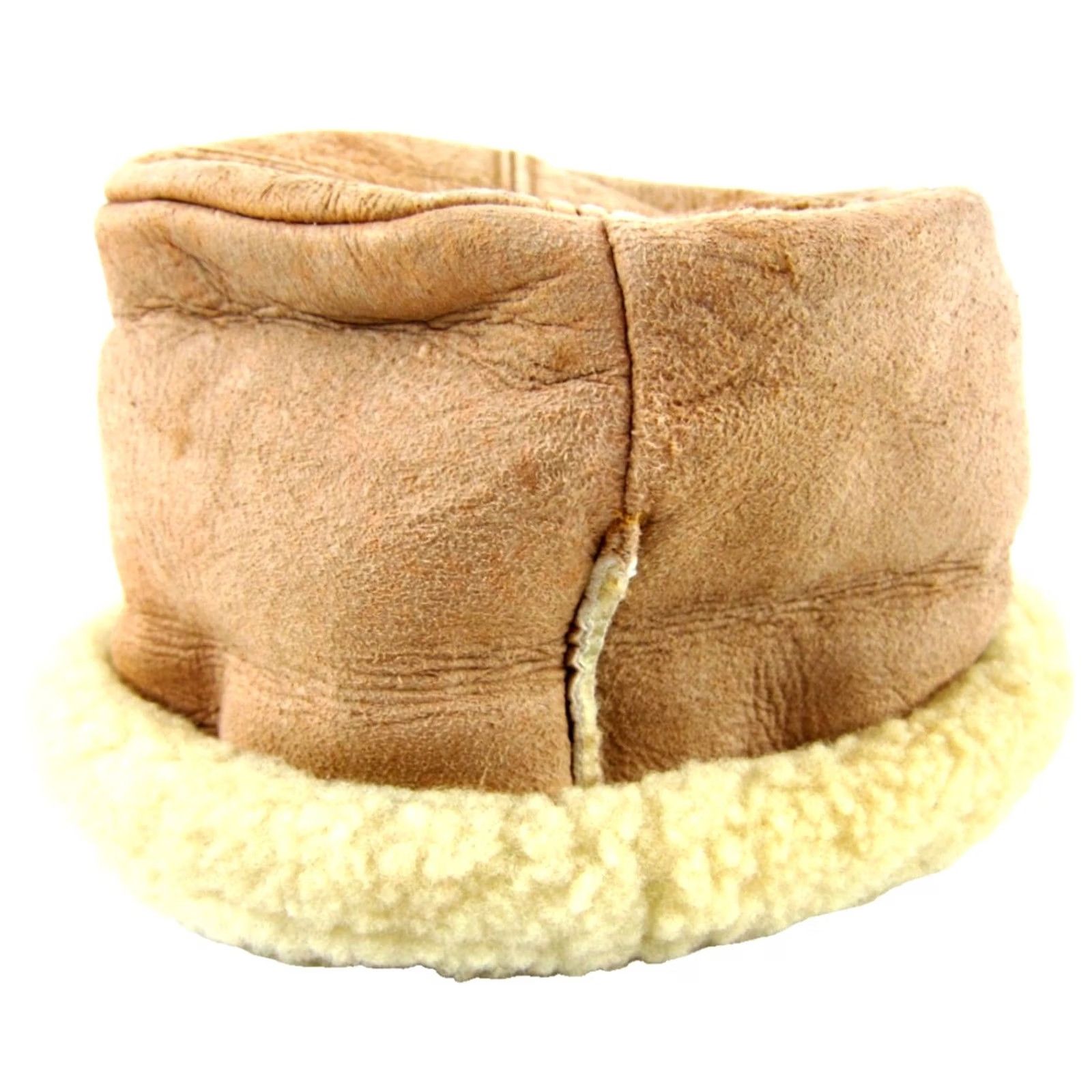 Eddie Bauer VINTAGE Eddie Bauer Hat Women Tan Brown Sheepskin Leather Shearling Fur S 80s 90s Size ONE SIZE - 2 Thumbnail