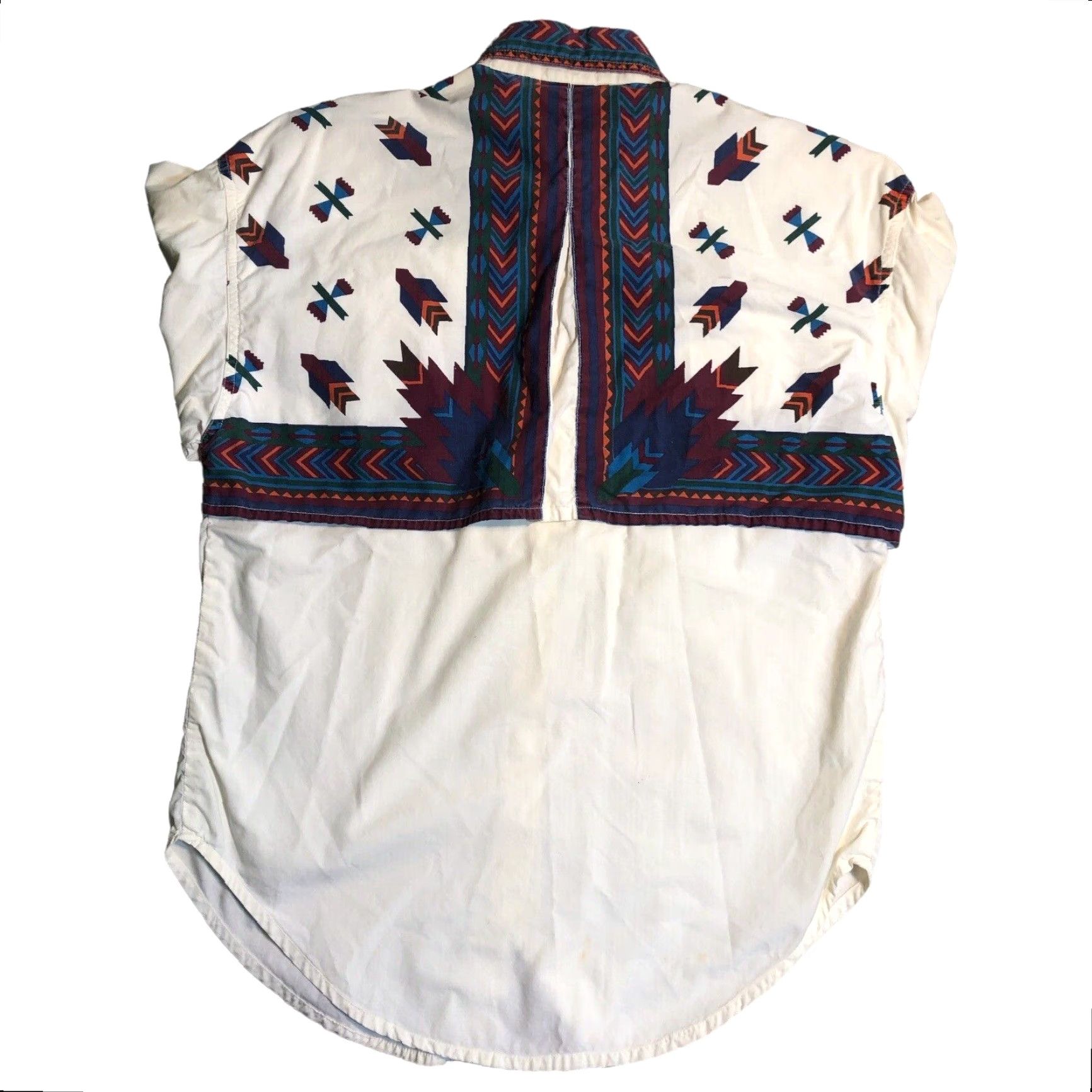 Vintage VINTAGE Adobe Rose Western Shirt Women’s S White Aztec Pattern Yellowing Size S / US 4 / IT 40 - 3 Thumbnail