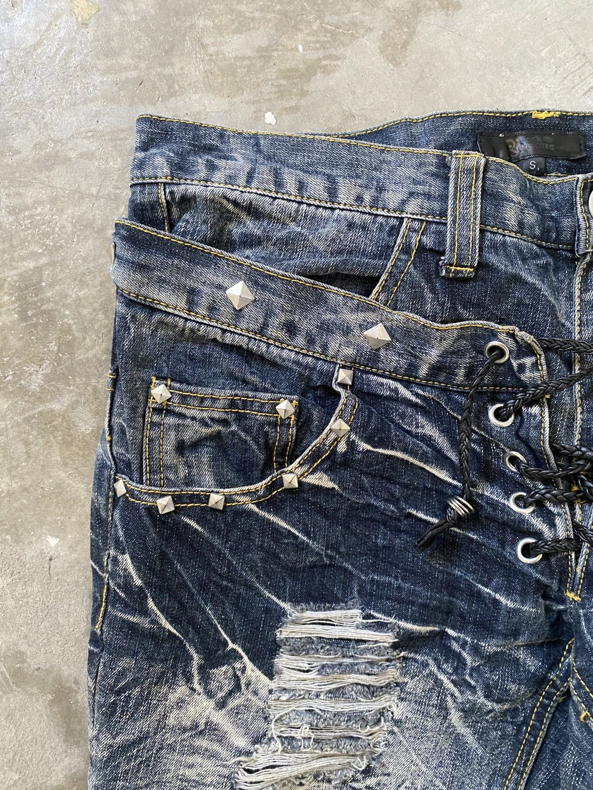 Japanese Brand Black Baccara - Studded Double Waist Clawmark Flare Denim Size US 32 / EU 48 - 9 Thumbnail