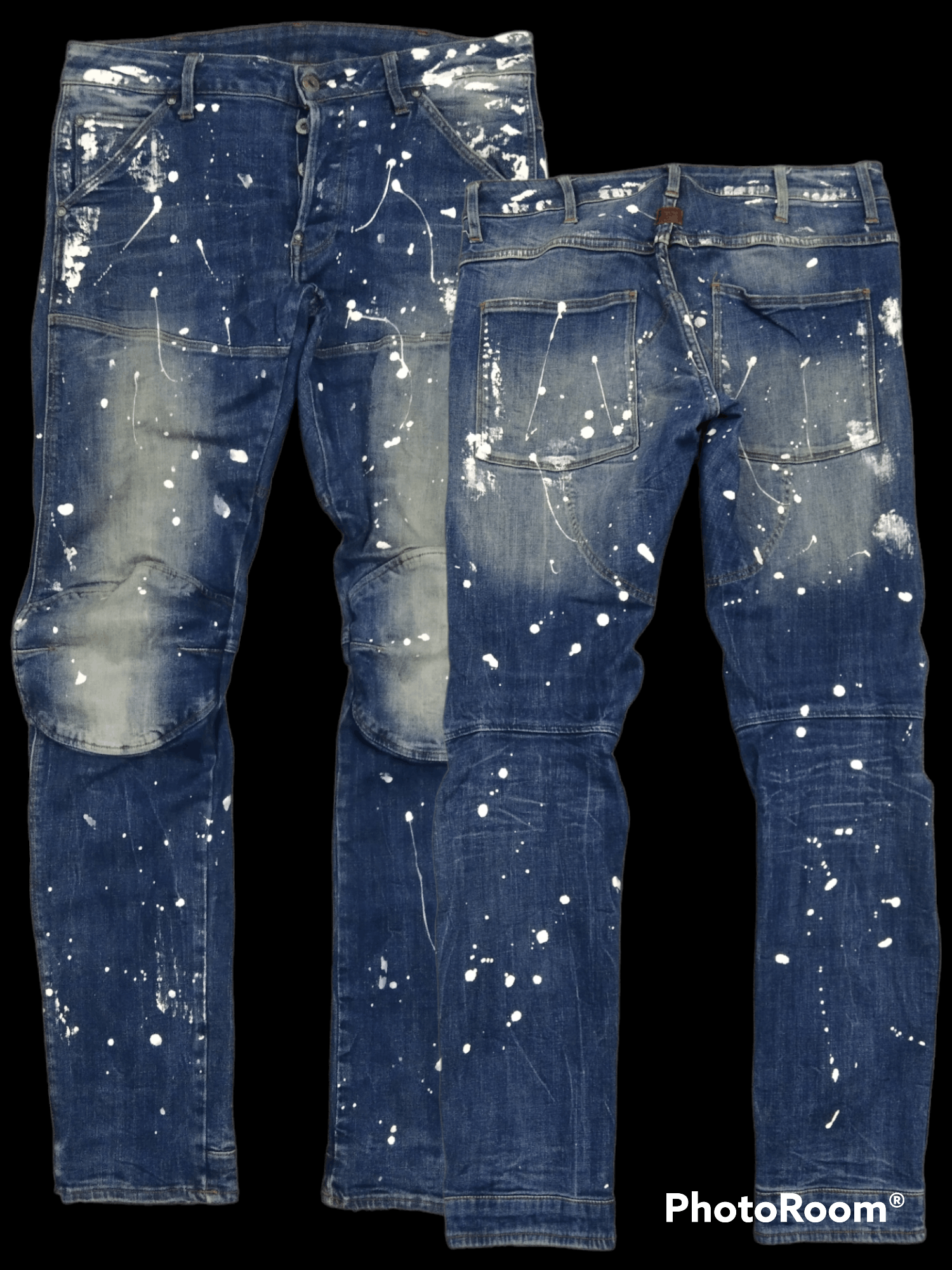 image of Distressed Denim x G Star Raw Sick Splatter Raw Denim Pants in Blue Distressed, Men's (Size 31)