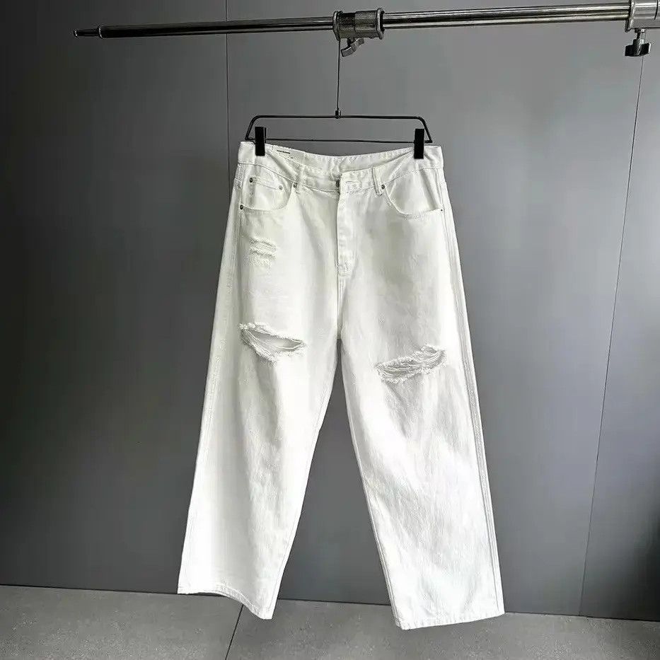 Japanese Brand Streetwear Baggy Straight Hole Distressed Jeans Size US 34 / EU 50 - 6 Thumbnail