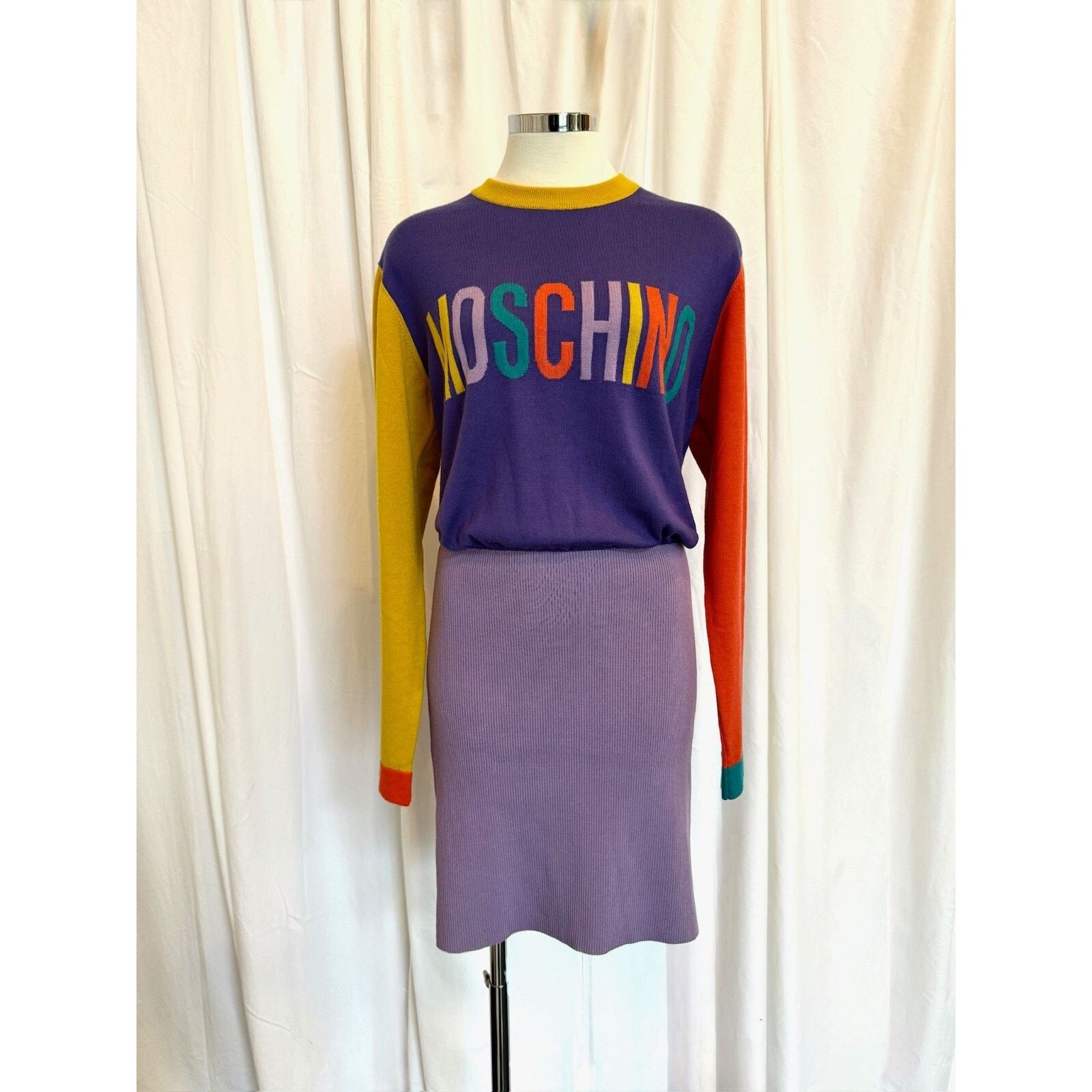 Moschino AW22 MOSCHINO Couture Jeremy Scott Sleeve Purple Knit Dress Size M / US 6-8 / IT 42-44 - 5 Thumbnail