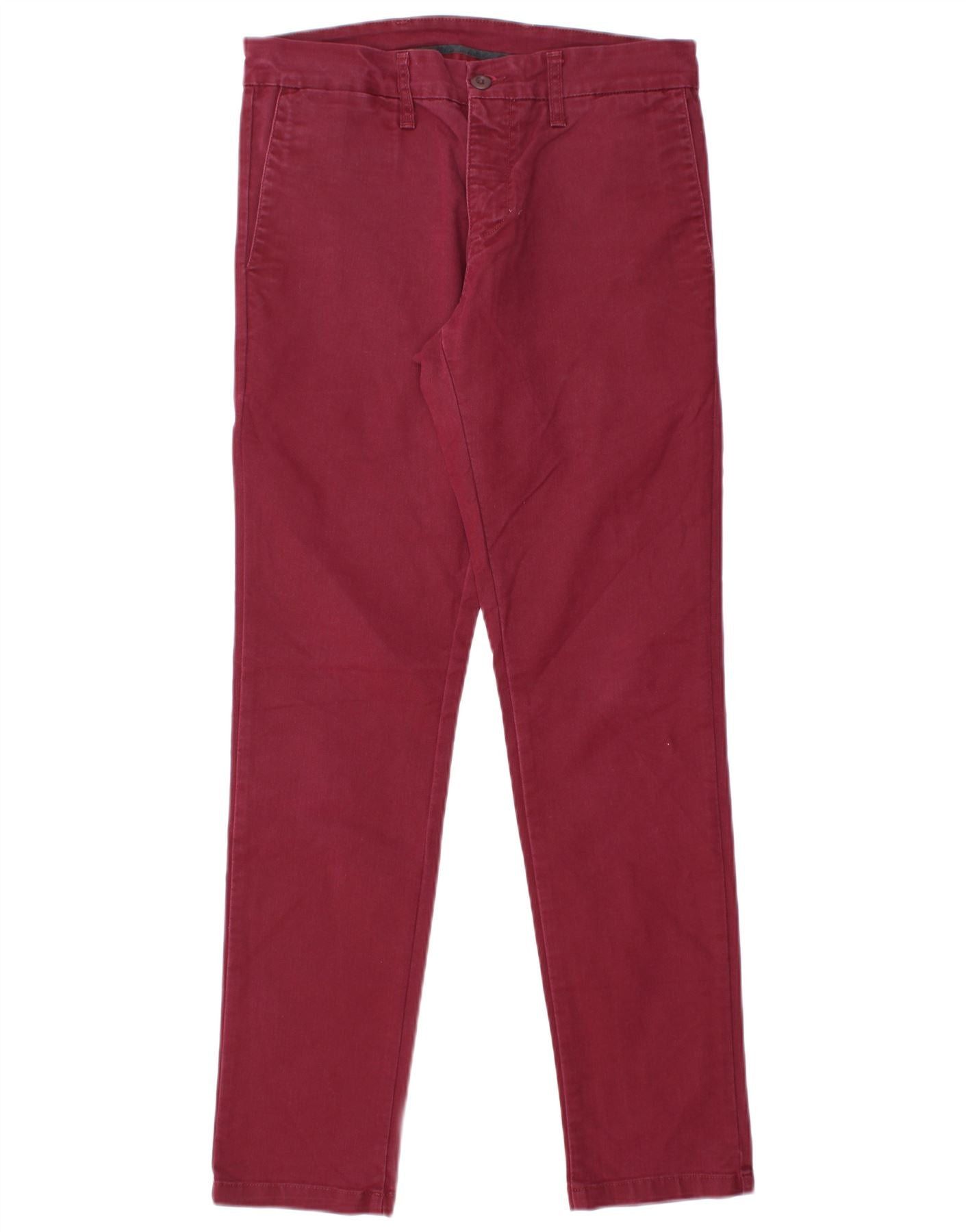 Carhartt Womens Slim Chino Trousers W31 L30 Burgundy Cotton Size 34" / US 12 / IT 48 - 1 Thumbnail