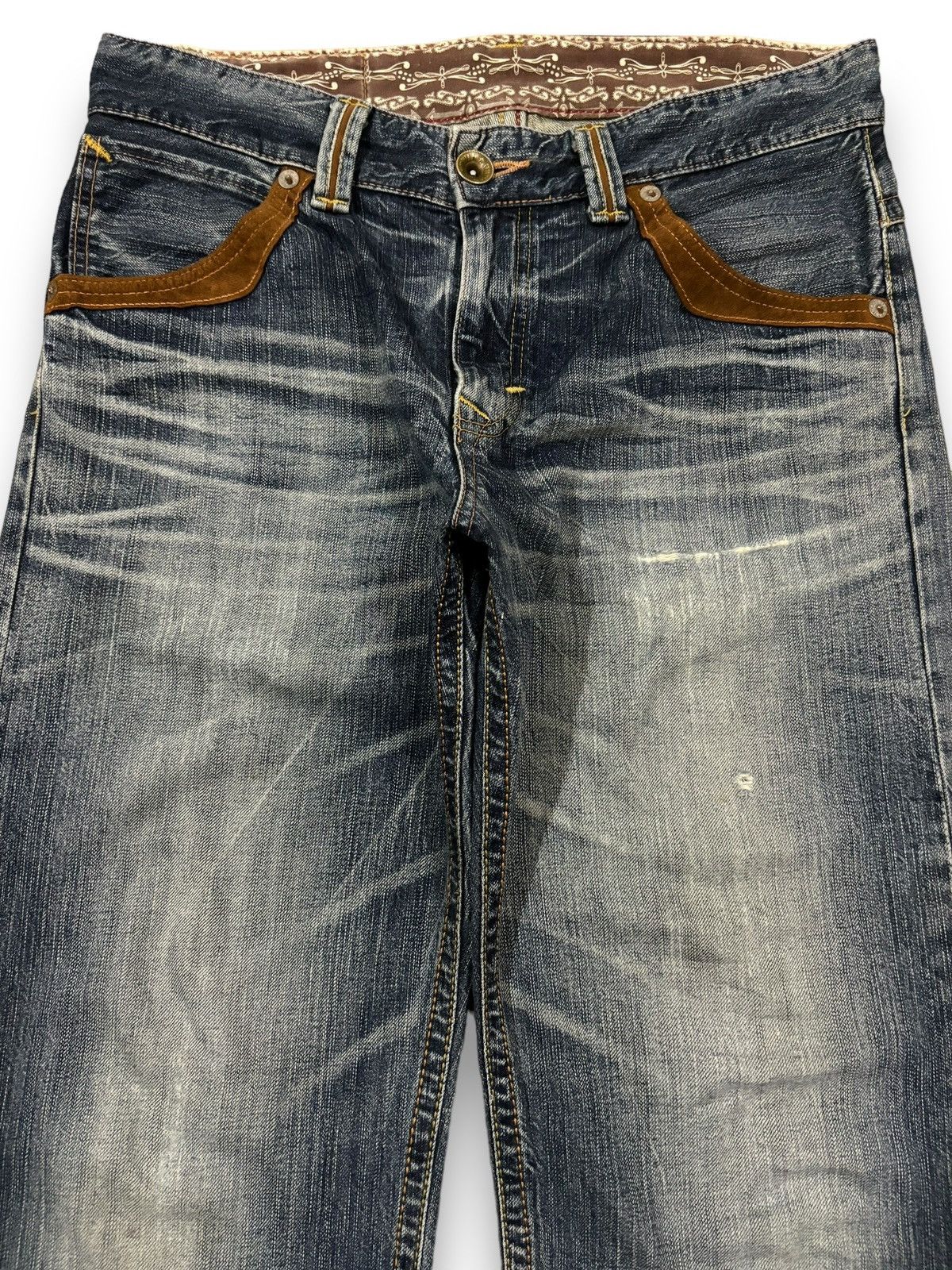 Edwin Exclusive Vintage Edwin XV Dirt Blue Wash Baggy Ripped Jeans Size US 33 - 3 Thumbnail