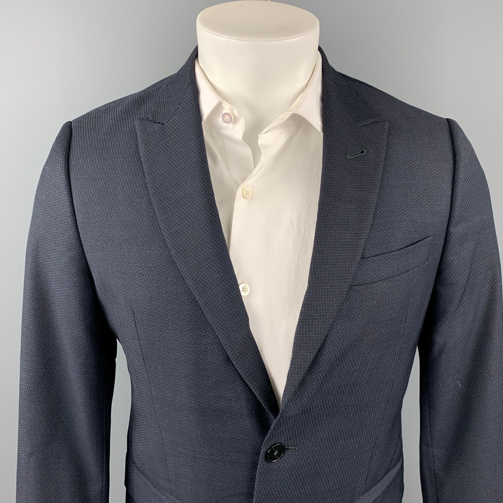 Paul Smith Size 38 Navy Blue Virgin Wool Single Breasted Sport Coat Size 38R - 2 Thumbnail