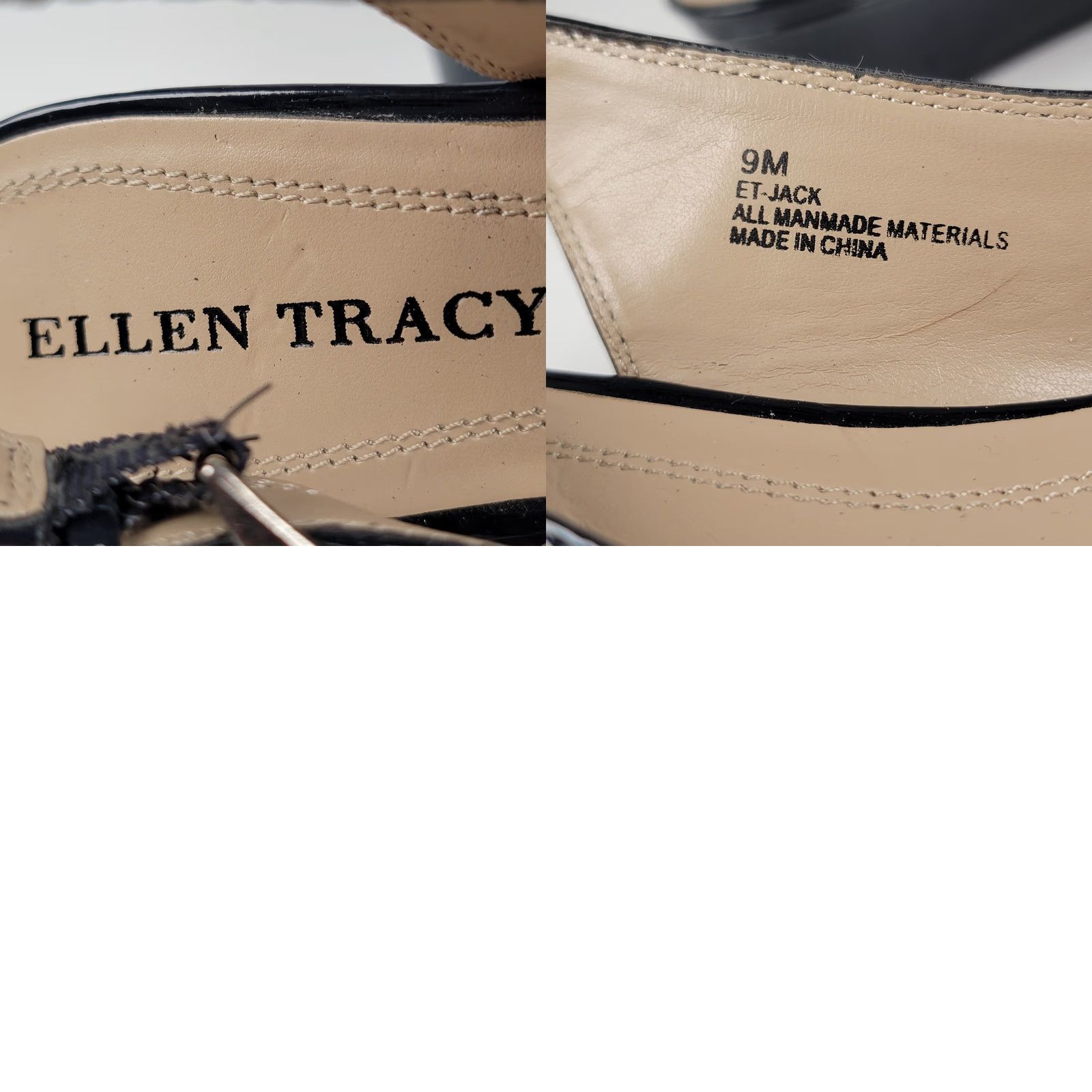 Ellen Tracy Ellen Tracy Black Dress Slingback Shoes ET - Jack Style Women's Size 9 M Slip-on Buckle Faux Leather Wedge Heel Shoes Womens Black 9M Size M / US 6-8 / IT 42-44 - 9 Thumbnail