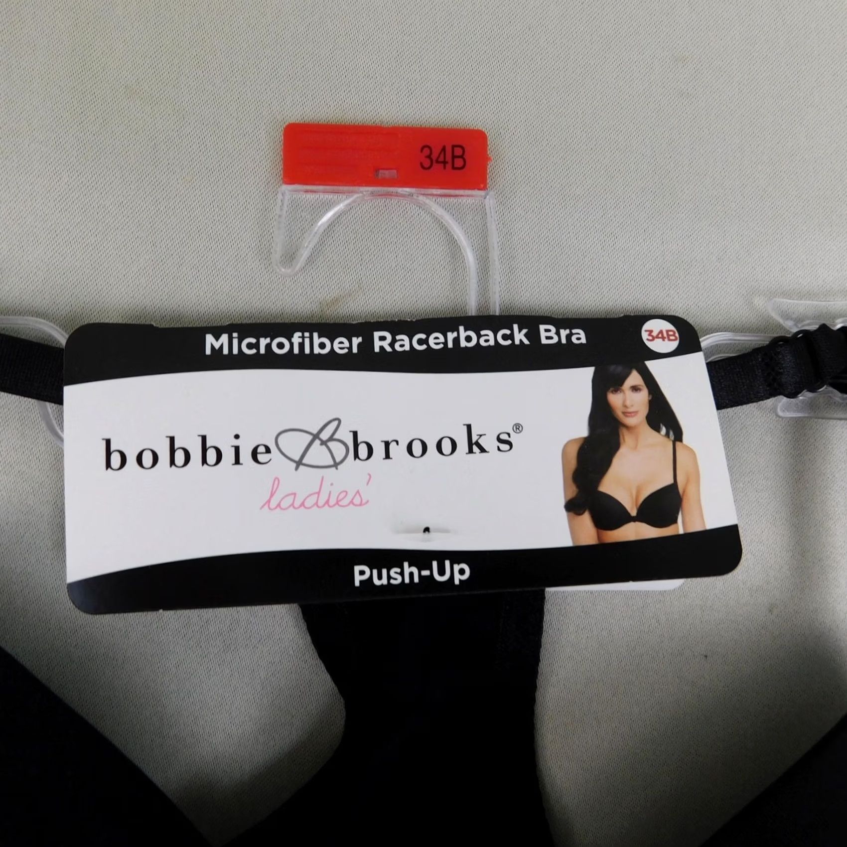 Vintage Bobbie Brooks Bra 34B Black Push Up Underwire Demi Racerback Microfiber Polyester Size ONE SIZE - 2 Thumbnail