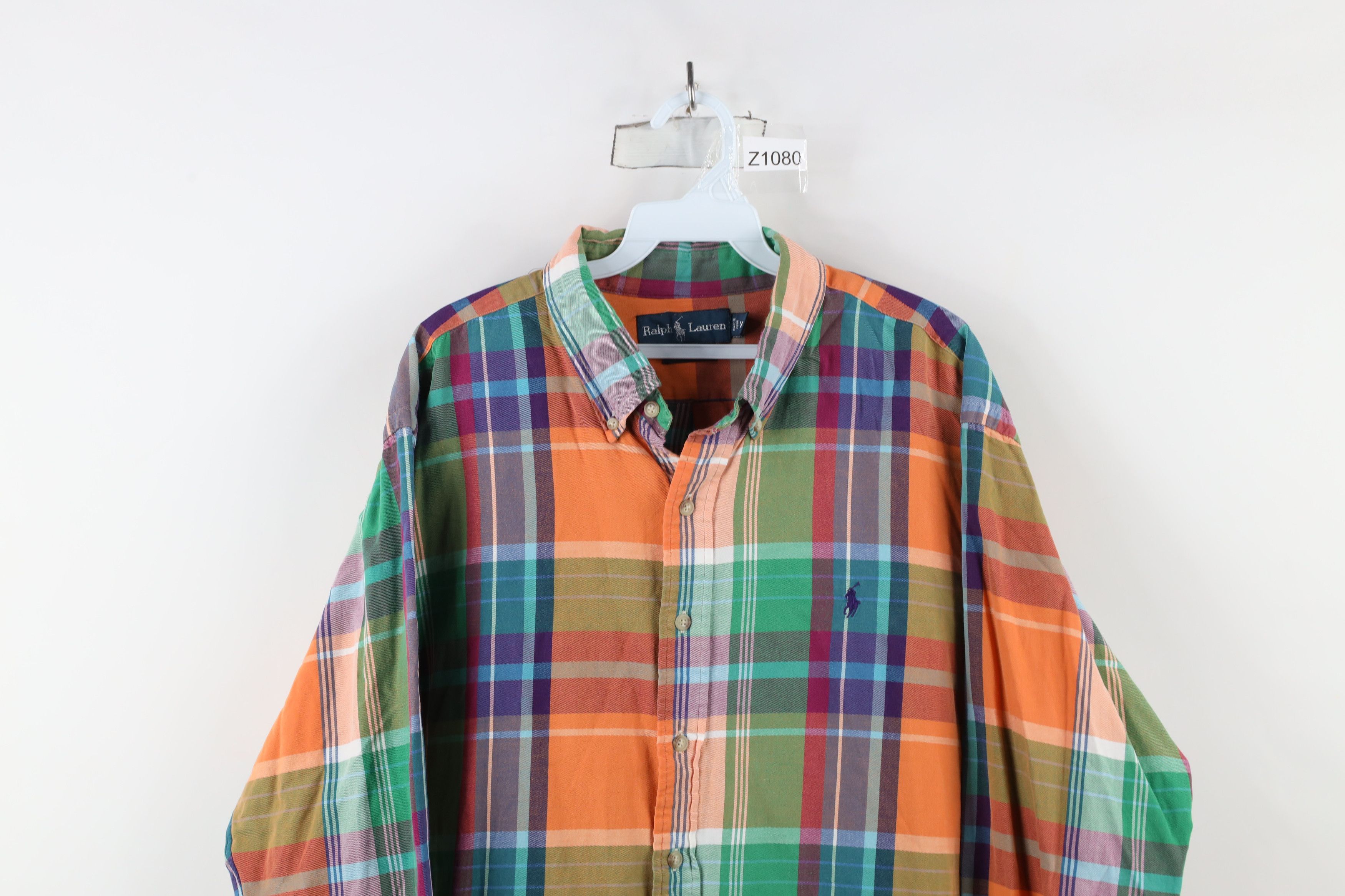 Ralph Lauren × Vintage Vintage 90s Ralph Lauren Rainbow Plaid Button Down Shirt Size US XXL / EU 58 / 5 - 2 Thumbnail