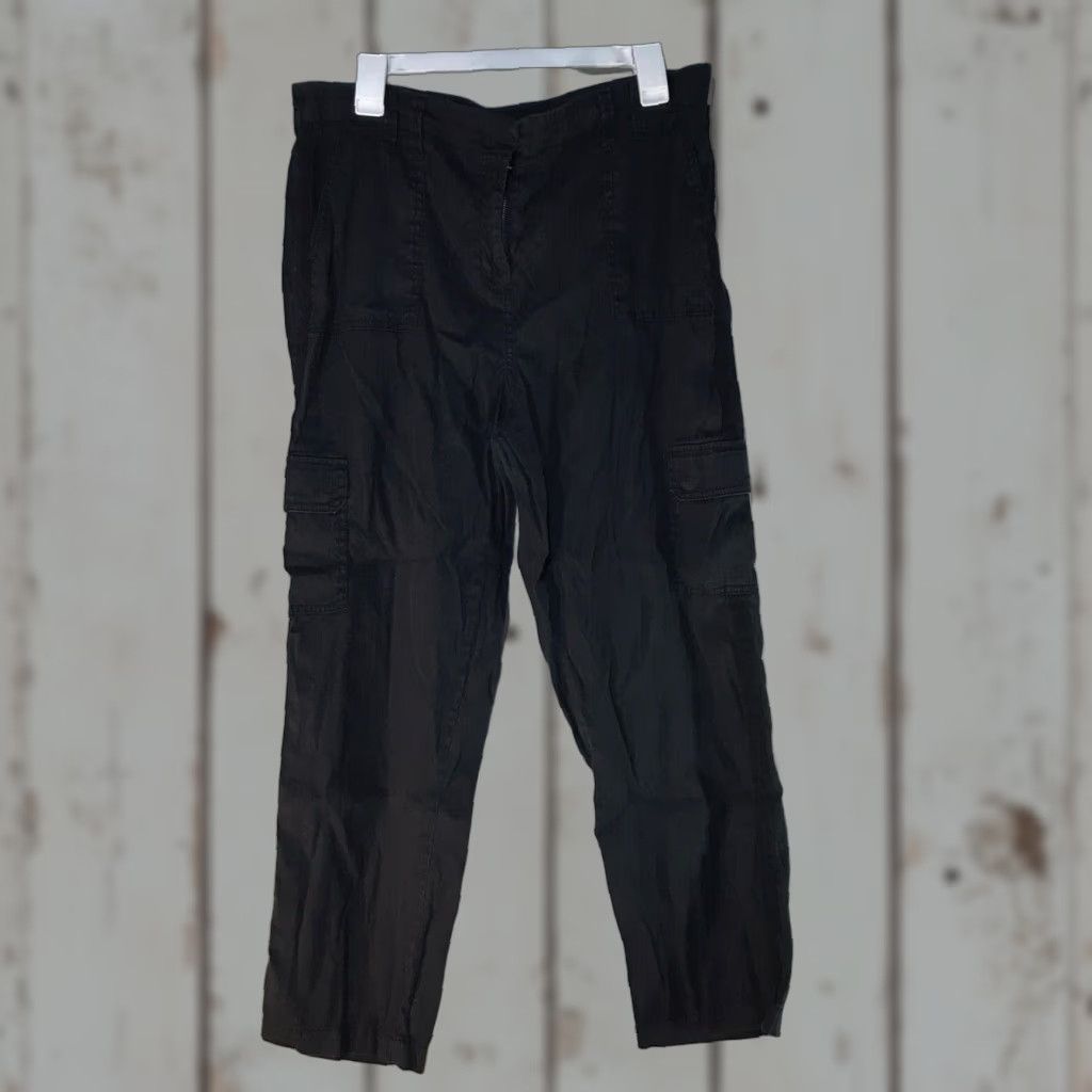 Vintage VINTAGE Chico's Cropped Cargo Pants Women's Size M Black Linen Blend Casual Spring Summer Fall Size 32" / US 10 / IT 46 - 1 Thumbnail