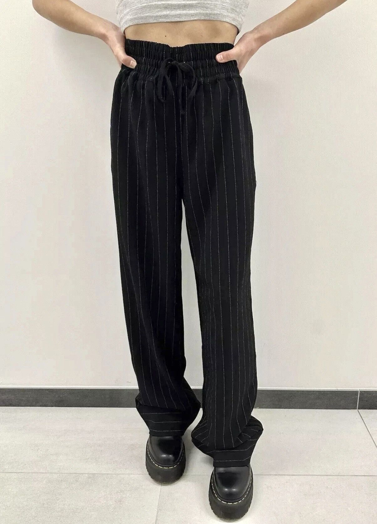 Ganni Ganni Trousers Stripped Polyester Womens Pants Size 36 Size 25" / US 0 / IT 36 - 1 Thumbnail