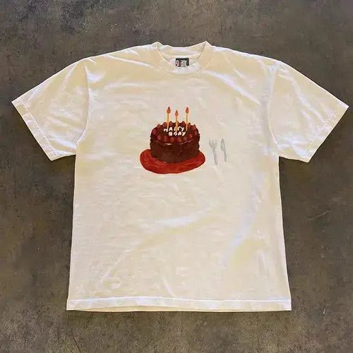 VIBE Hirose x Kyono White casual retro cake print cotton t-shirt Size US L / EU 52-54 / 3 - 3 Thumbnail