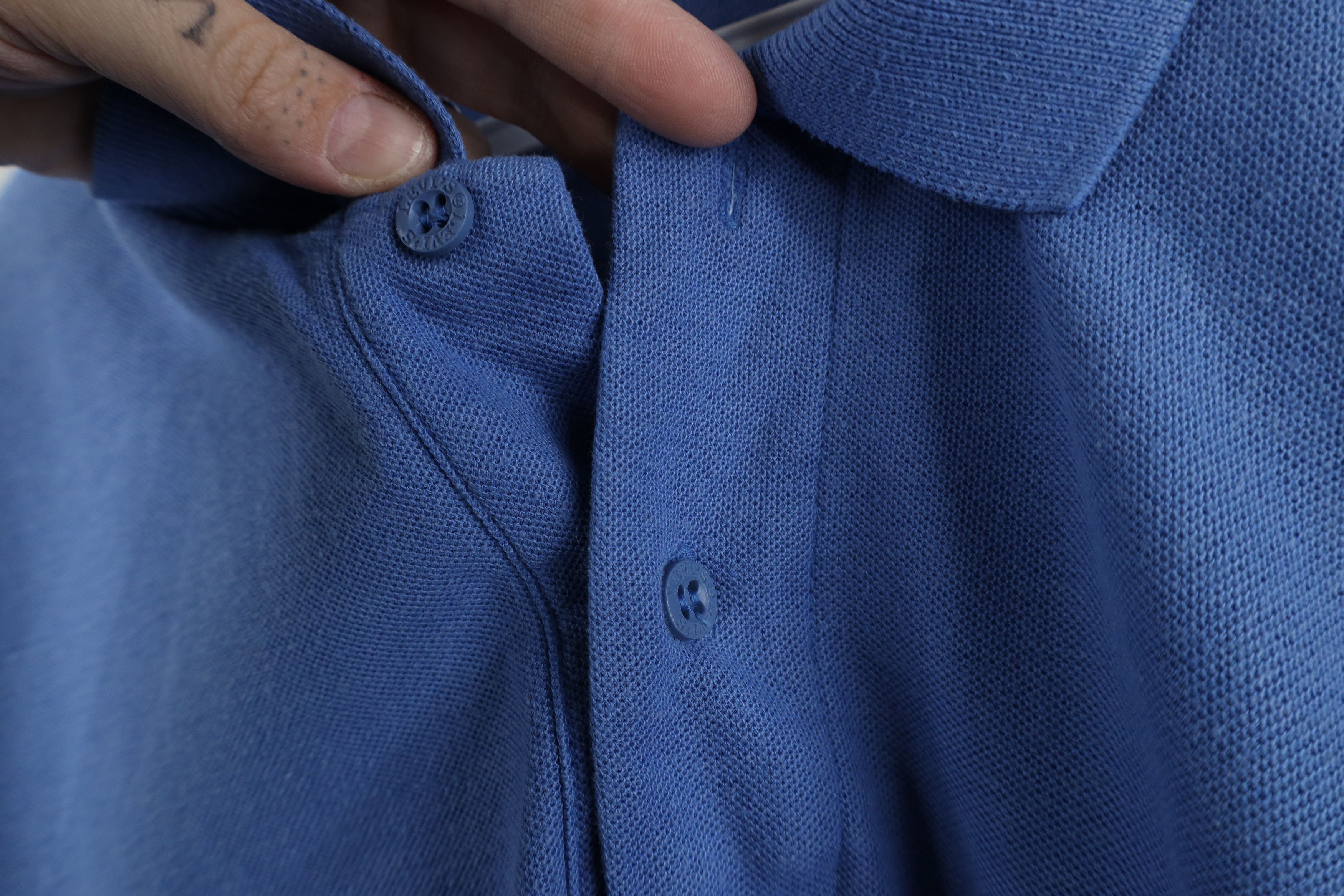 Levi's × Vintage Vintage 80s 90s Levis Spell Out Collared Polo Shirt Blue Size US L / EU 52-54 / 3 - 8 Thumbnail
