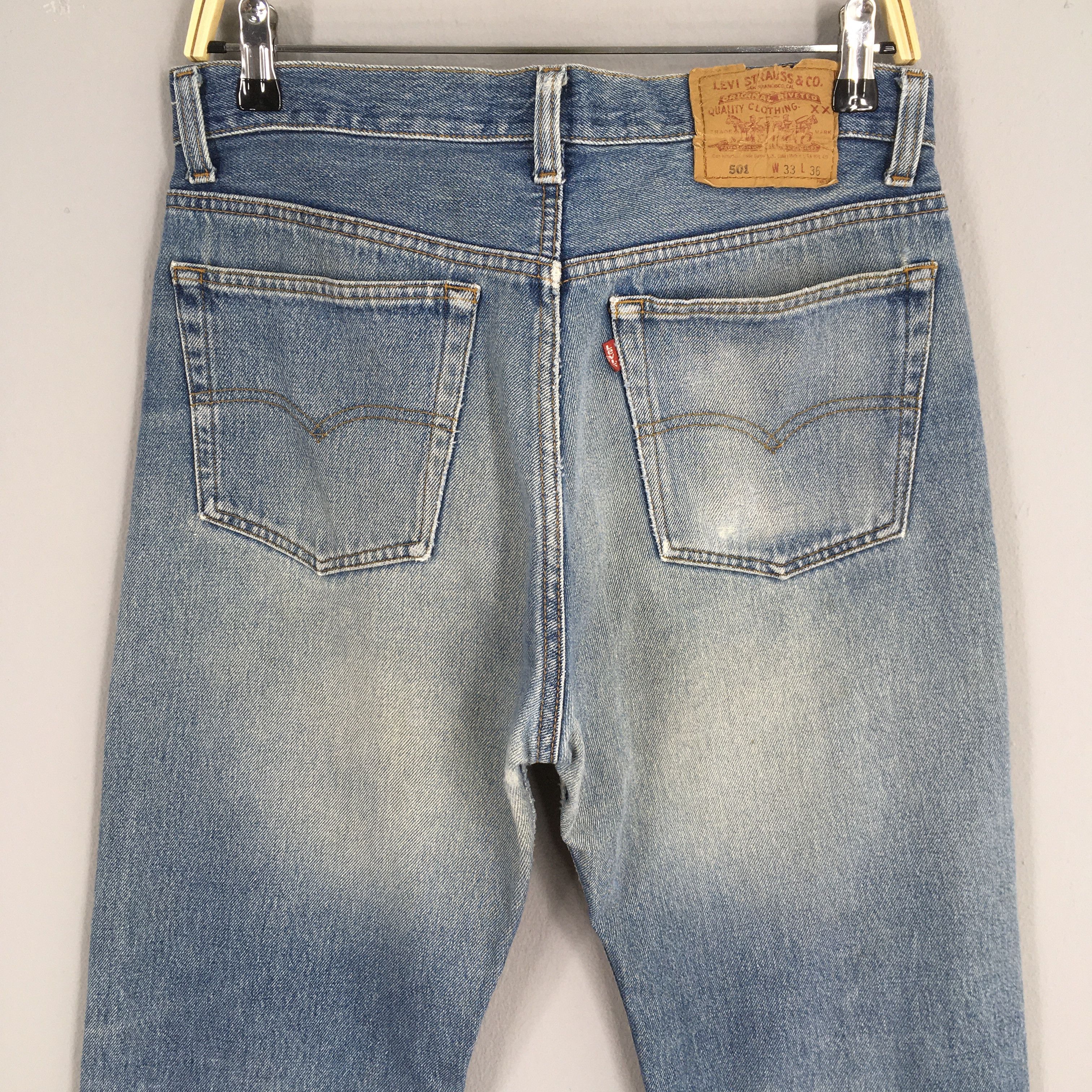 Levi's Size 30x31 Vintage 90s Levi's 501 Faded Blue Jeans S322 Size US 30 / EU 46 - 9 Thumbnail