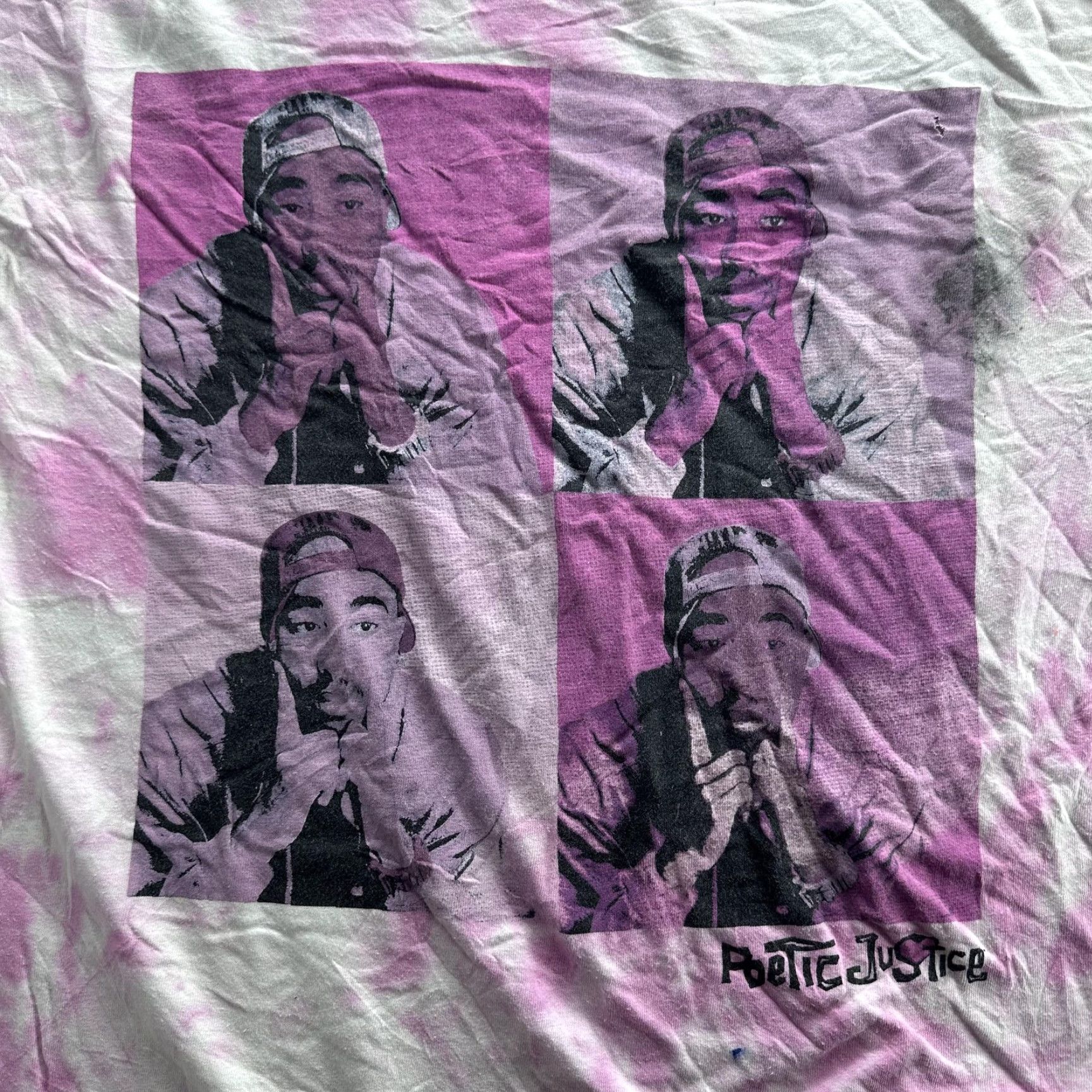 Vintage Poetic Justice Mens M Pink Tie Dye Long Sleeve Graphic Shirt 90s Movie Hip Hop Crew Neck Size US M / EU 48-50 / 2 - 2 Thumbnail