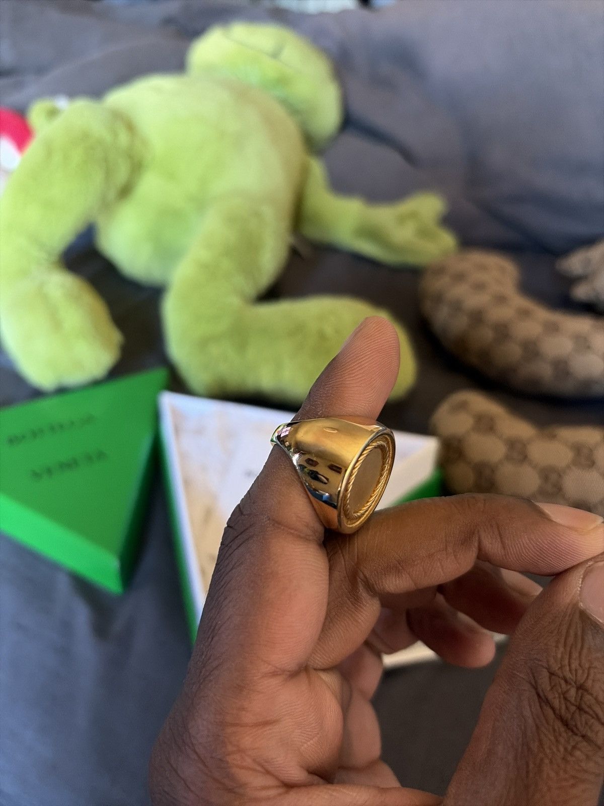 Bottega Veneta Gold Finish Sterling Silver Ring in Gold Size ONE SIZE - 5 Thumbnail