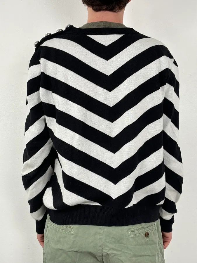 Balmain FW2015 Balmain Black & White Striped Sweater Size US L / EU 52-54 / 3 - 3 Thumbnail