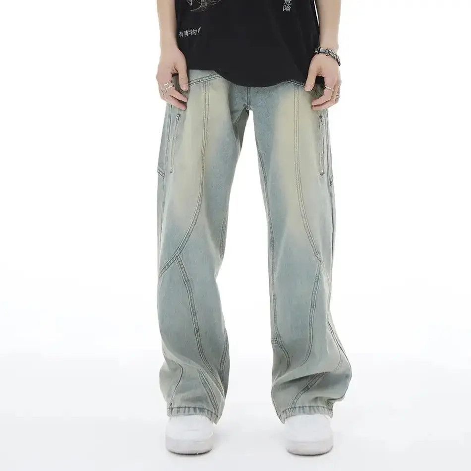 Japanese Brand × Jean Topstitched Seam Baggy Flared Jeans Men y2k Size US 32 / EU 48 - 4 Thumbnail