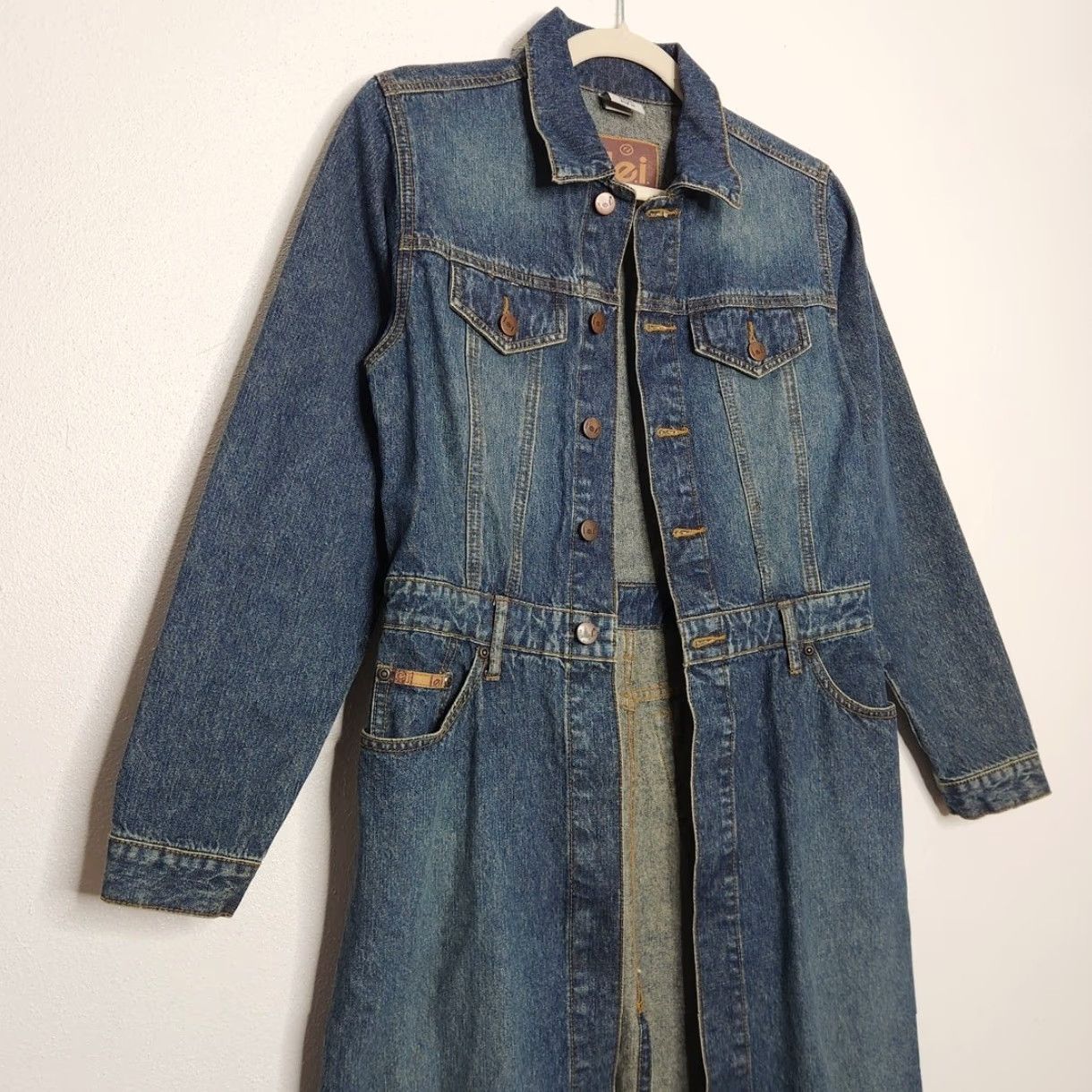 L.E.I. VINTAGE L.E.I. Denim Trench Coat Cardigan Jacket Western Country Medium Cotton Coat Women M Blue Size M / US 6-8 / IT 42-44 - 3 Thumbnail