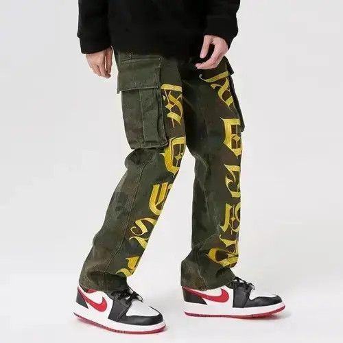 Japanese Brand VIBE Letters Cargo Stacked Denim Jeans Camouflage Size US 30 / EU 46 - 5 Thumbnail