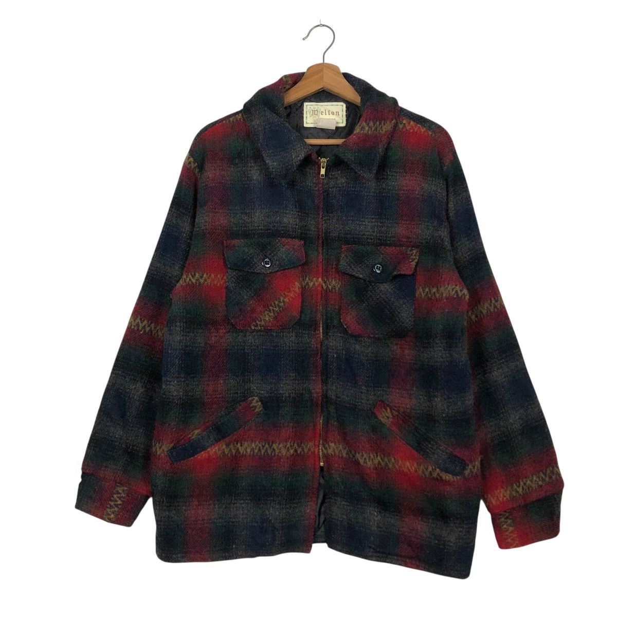 Vintage 📌Vintage Wool Work Jacket Melton Outer Wear Tartan Design Size US L / EU 52-54 / 3 - 2 Thumbnail