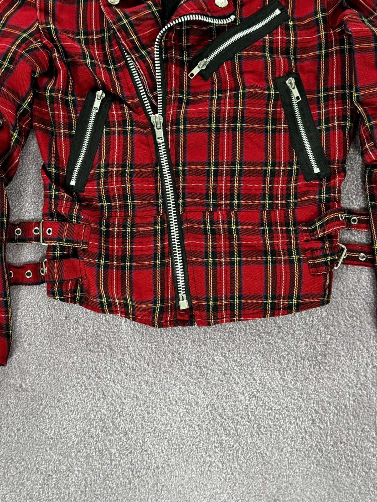 Japanese Brand Mercy Y2K Gothic Plaid Biker Checked Jacket Size M / US 6-8 / IT 42-44 - 4 Thumbnail