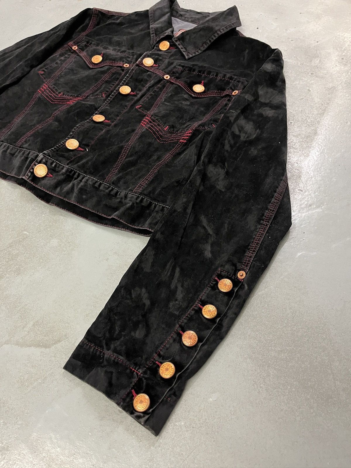 Jean Paul Gaultier Jean Paul Gaultier Bloody Stitching Cropped Velvet Jacket Size S / US 4 / IT 40 - 4 Thumbnail