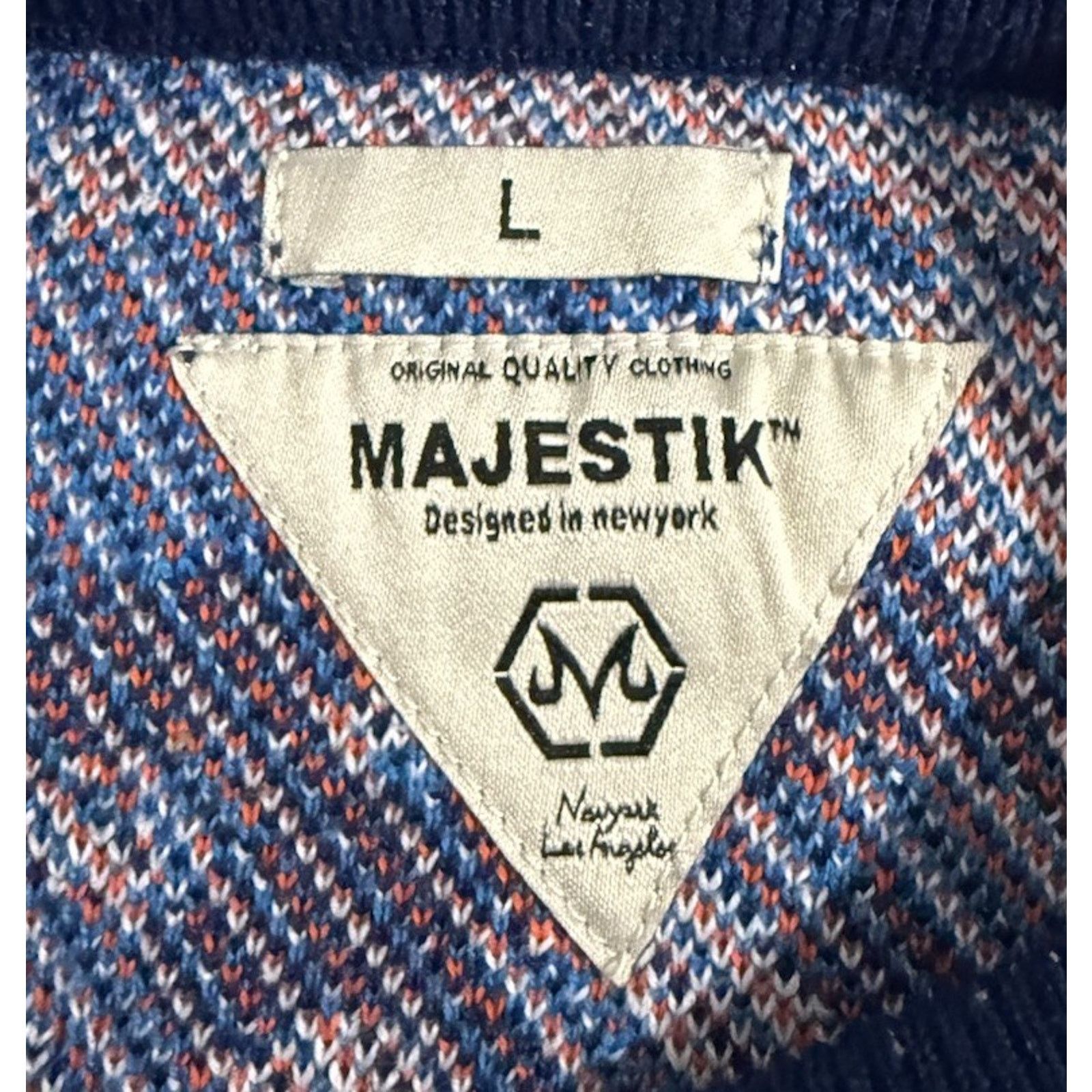 Majestic Majestik Sweater - City Graphic - Dark Blue - SW2238 Size L Size L / US 10 / IT 46 - 6 Thumbnail