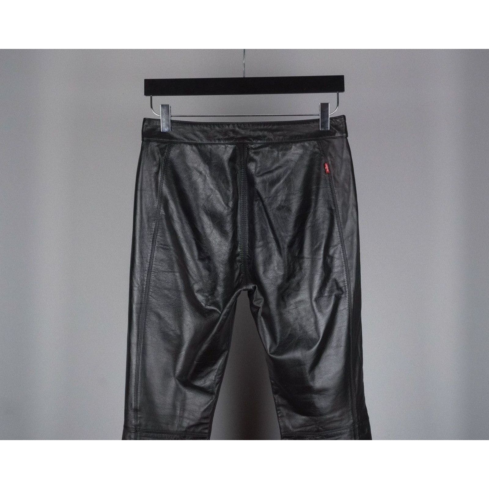 Levi's × Vintage Vintage levis real leather red logo black flared pants Size US 29 - 5 Thumbnail