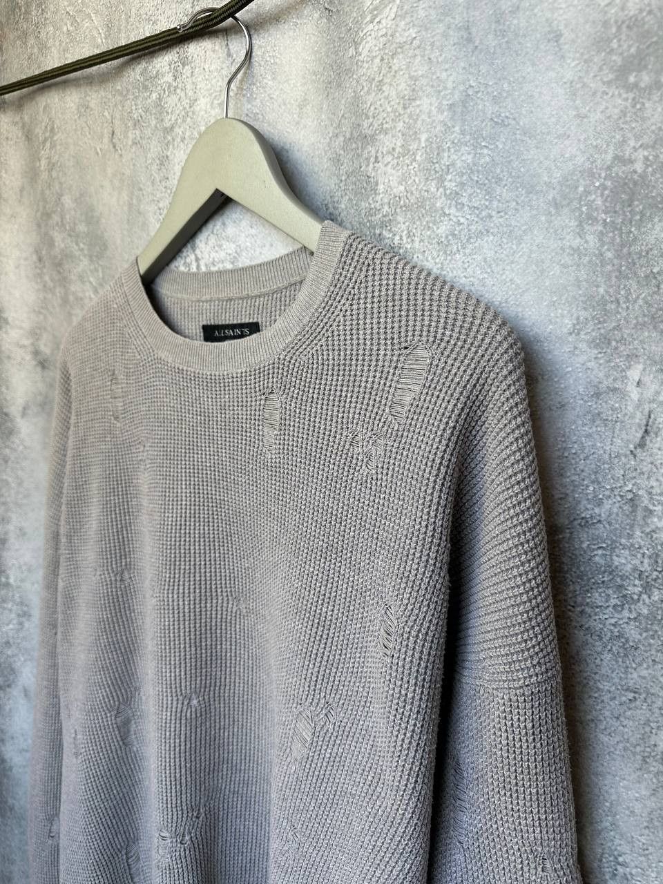 Allsaints ALLSAINTS FORRAM LS CREW Distressed Sweater Waffle Knit AG Size US S / EU 44-46 / 1 - 6 Thumbnail