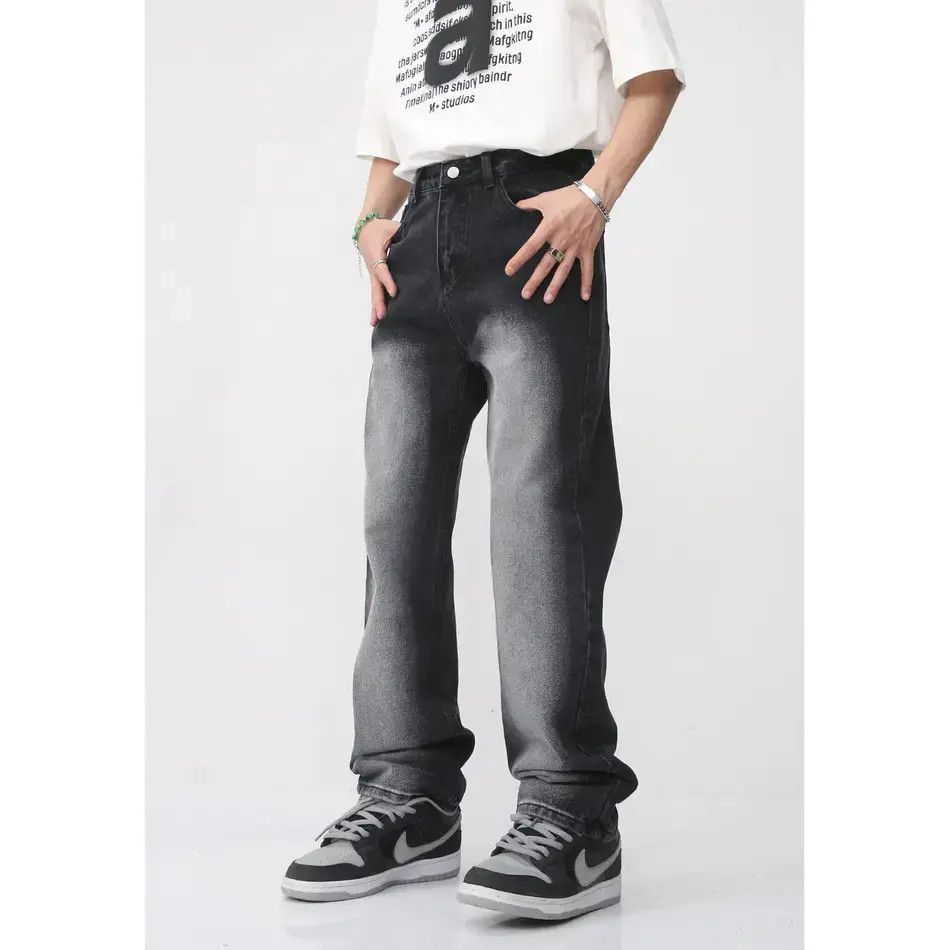 Retro loose straight leg gradient jeans
