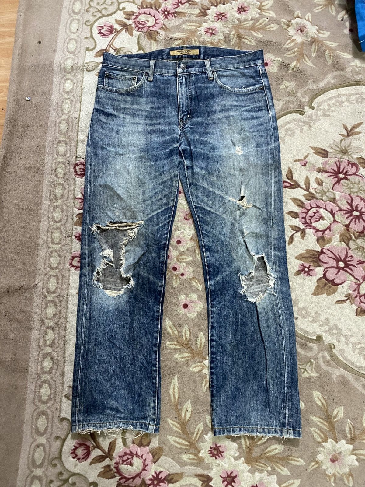 If Six Was Nine × Japanese Brand × Uniqlo Uniqlo distressed denim very rare Size US 35 - 2 Thumbnail